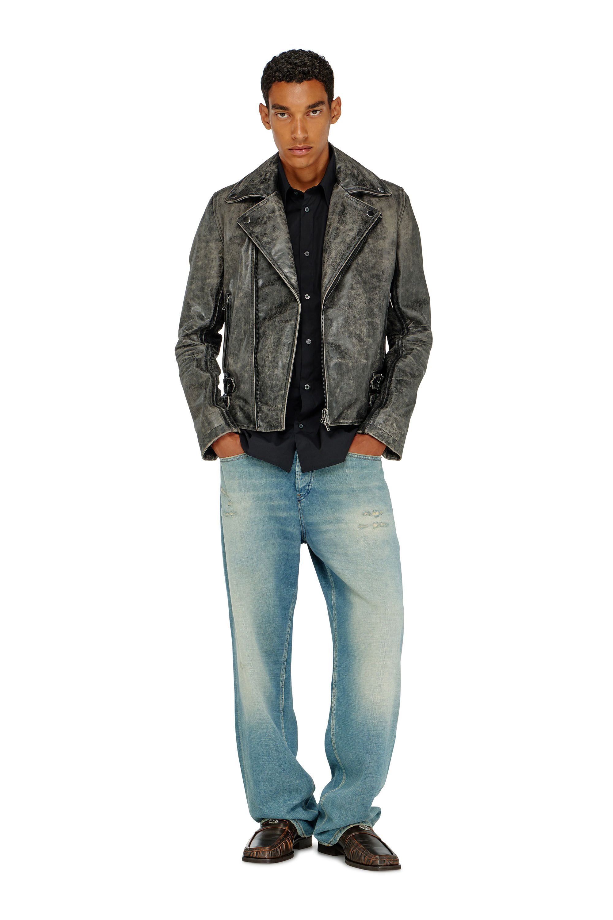 Diesel - S-SIMPLY-GSBH, Camicia in popeline elasticizzato con ricamo Uomo in Nero - 1