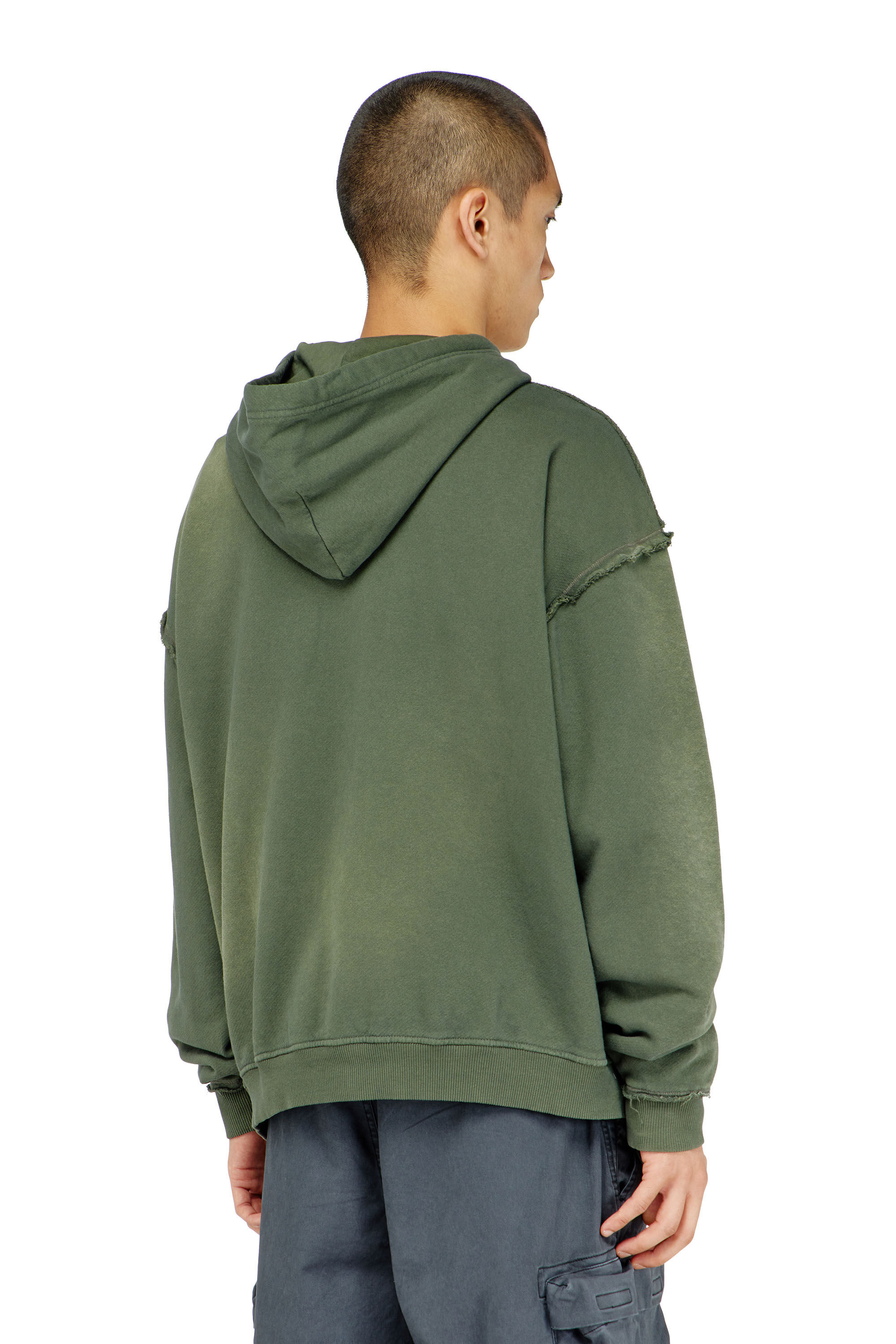 Diesel - S-POCK-HOOD, Hoodie in cotone faded con dettagli sfrangiati Uomo in ToBeDefined - 4