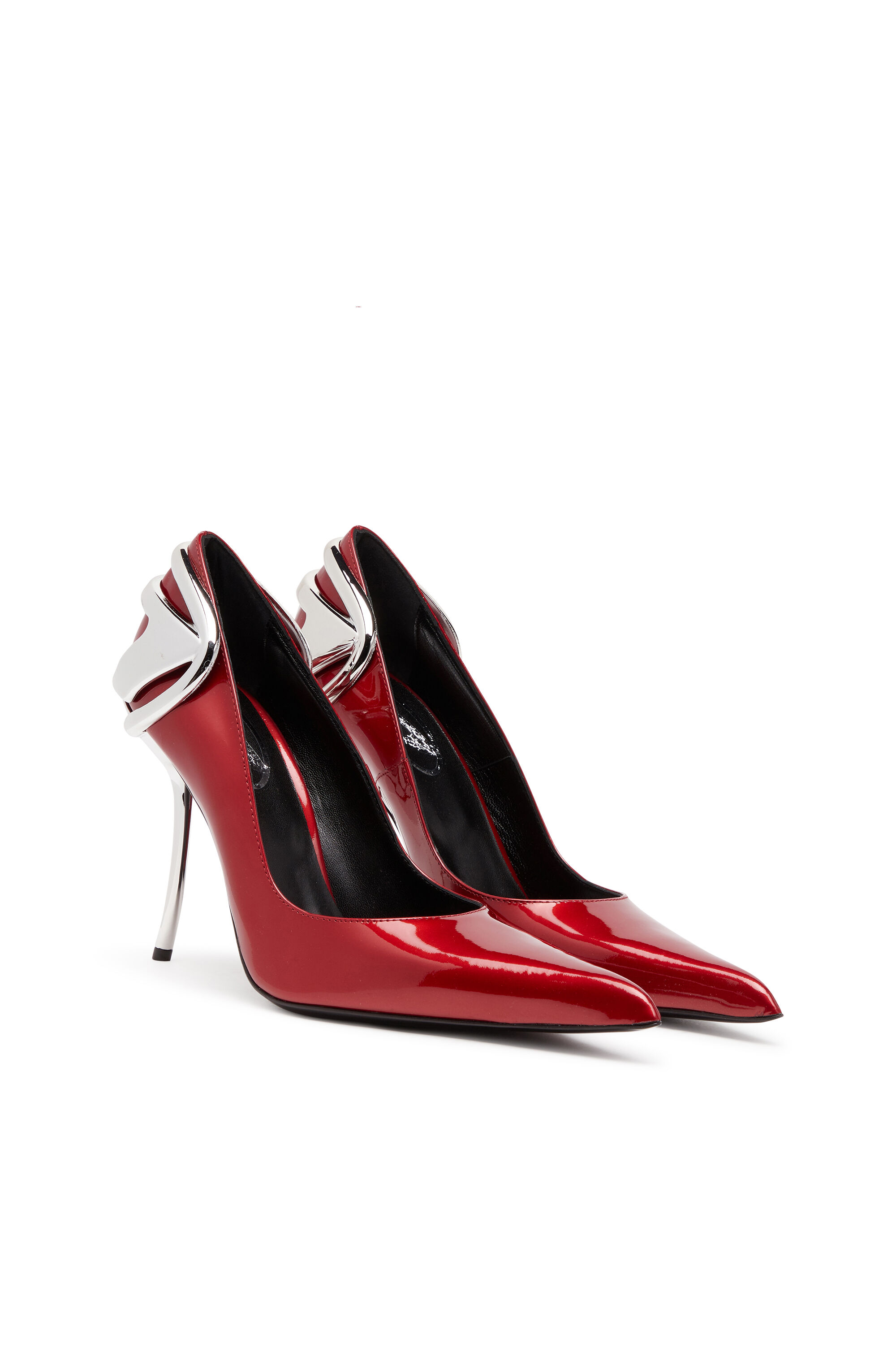 パンプス DIESEL Y03426 P8399 HA891 Pumps patent leather with curved Women's D-Ten&Half-Glossy pumps with curved heel | Black