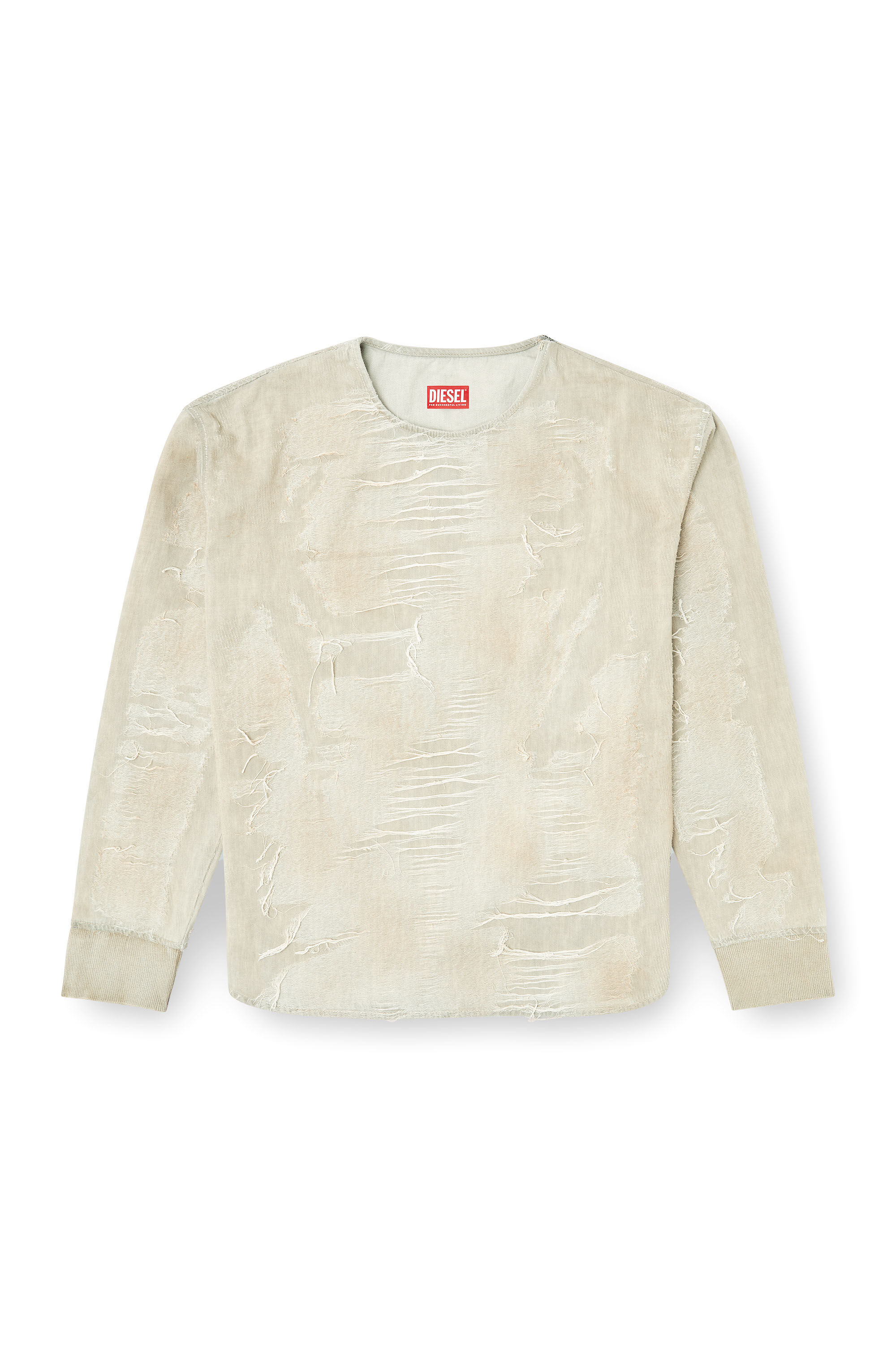 Diesel - D-JUST-FSG1, Maglia in denim jacquard micro-distressed Uomo in Grigio - 2