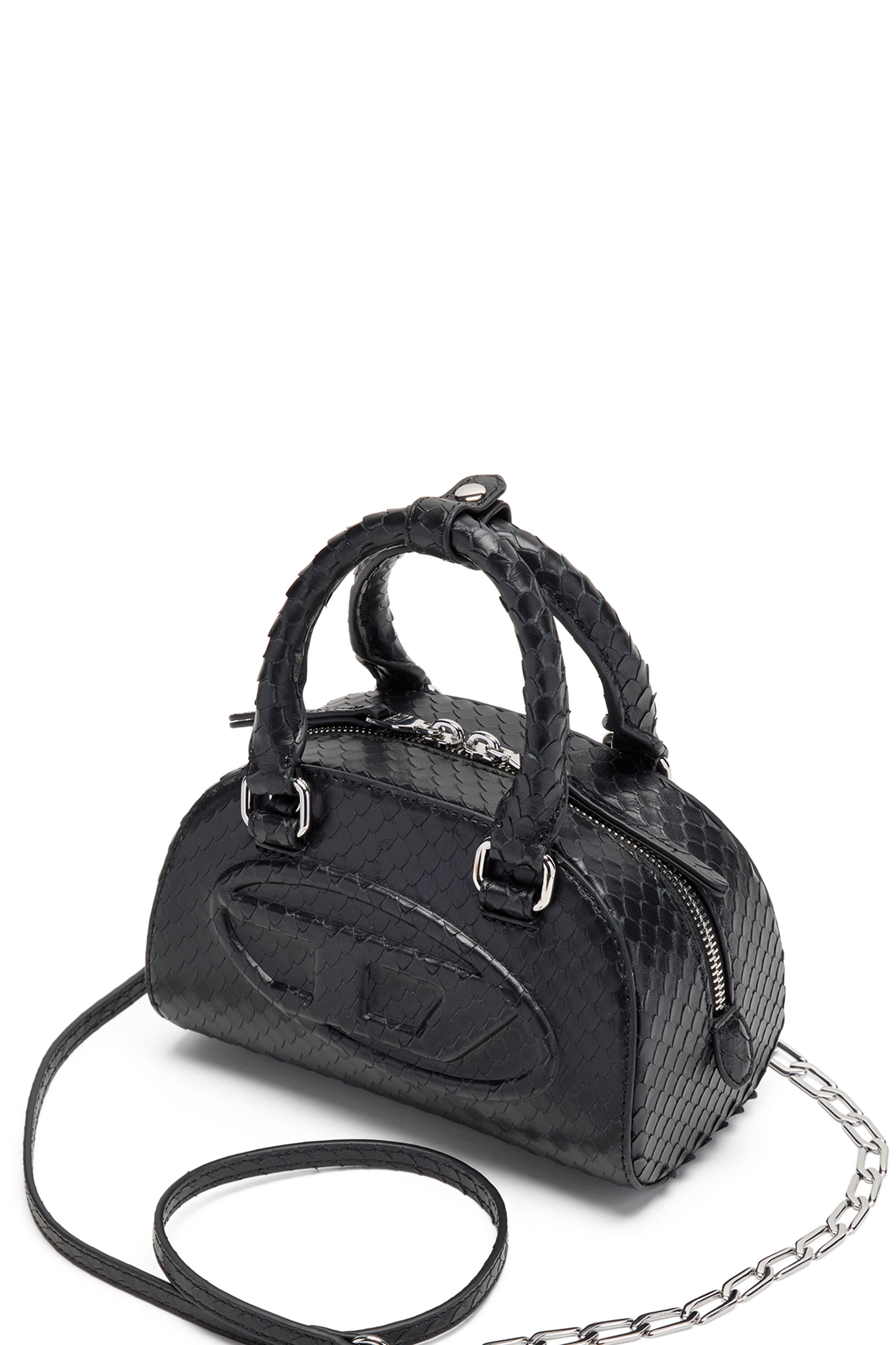 Diesel - 1DR DOME CROSSBODY, 1DR Dome-Borsa bowling mini in pelle effetto snake Donna in Nero - 3