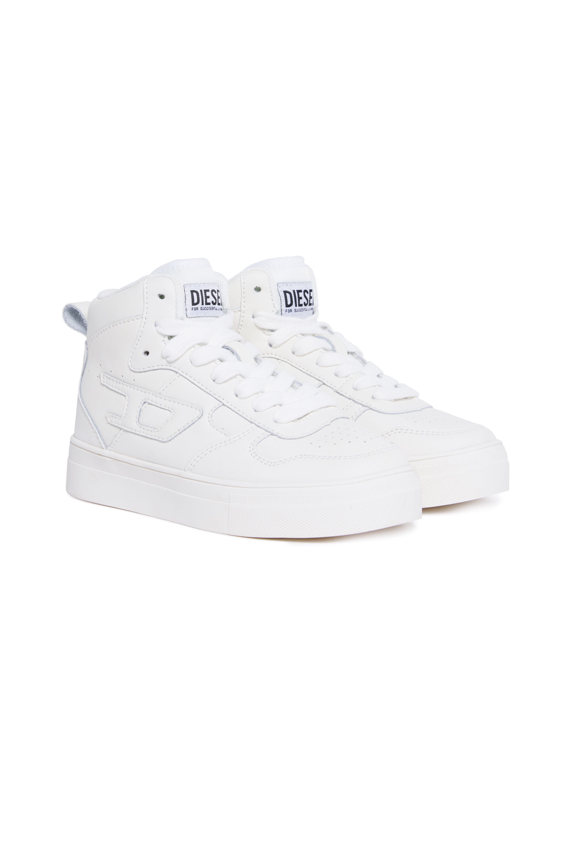 Diesel - S-UKIYO MID 2.0., Sneaker alte in pelle traforata Unisex in Bianco - 2