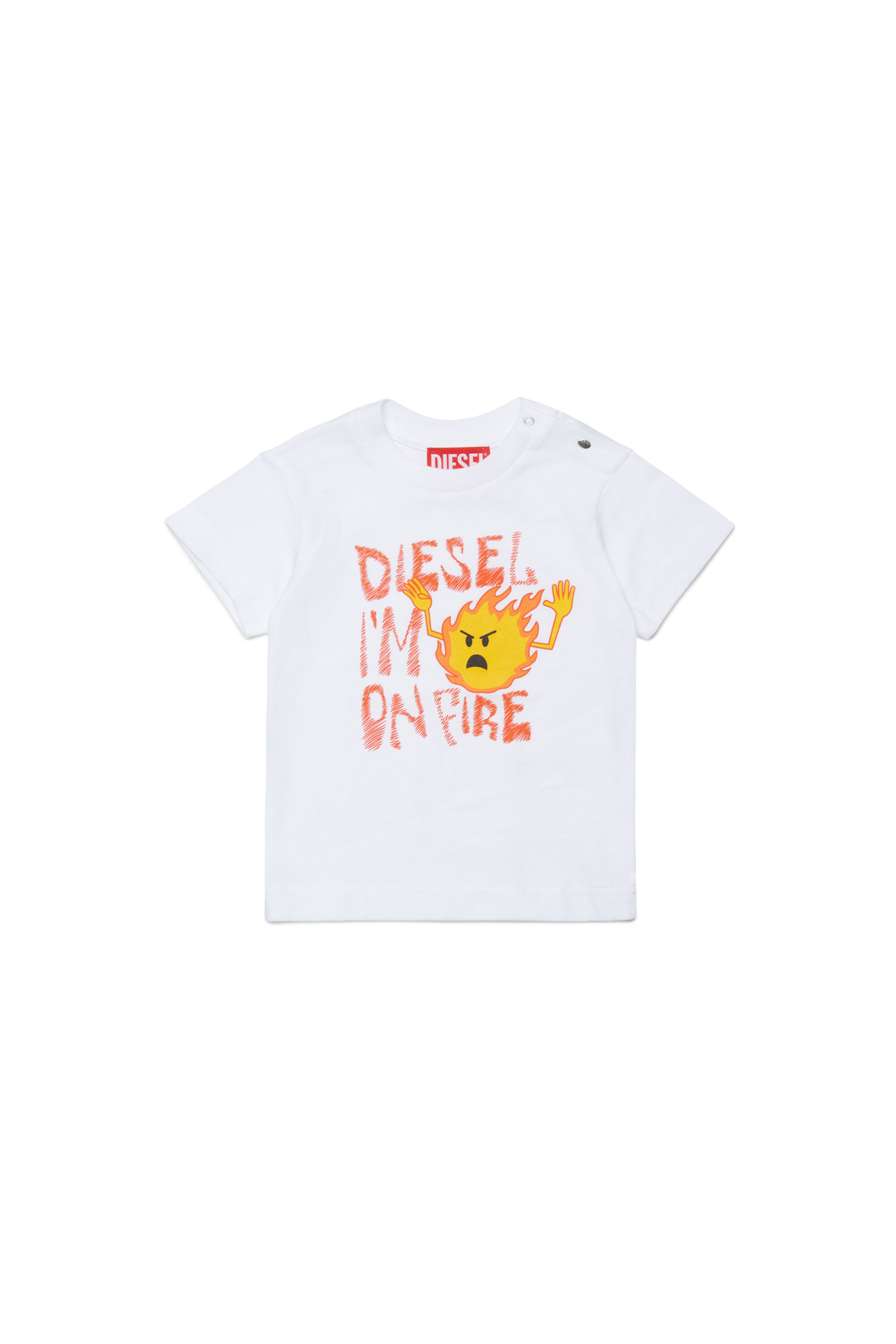 Diesel - TPIRB, T-shirt con stampa di fiamme Uomo in Bianco - 1