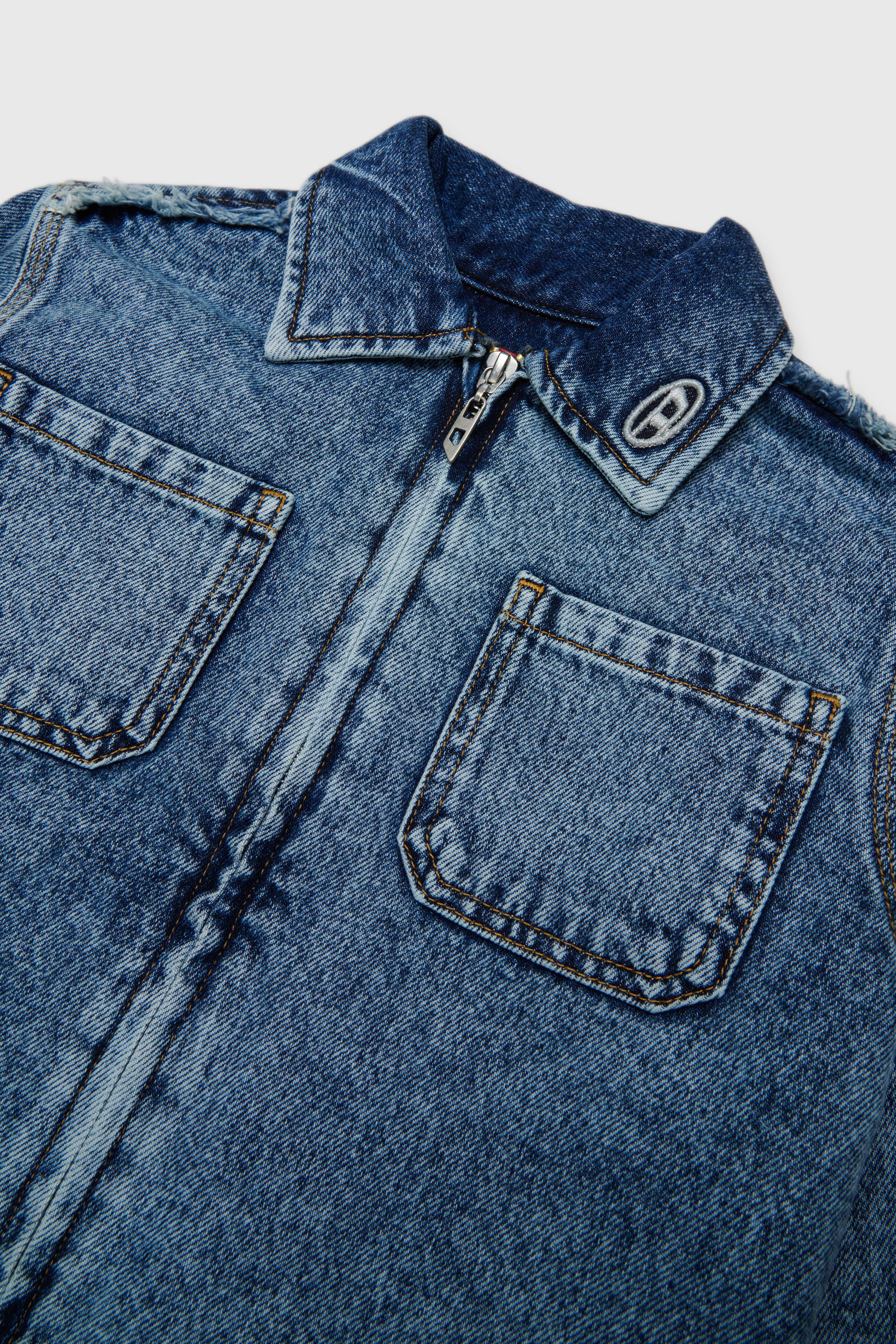 Diesel - CELKA, Camicia in denim con zip e dettaglio sfrangiato Donna in Blu - 3