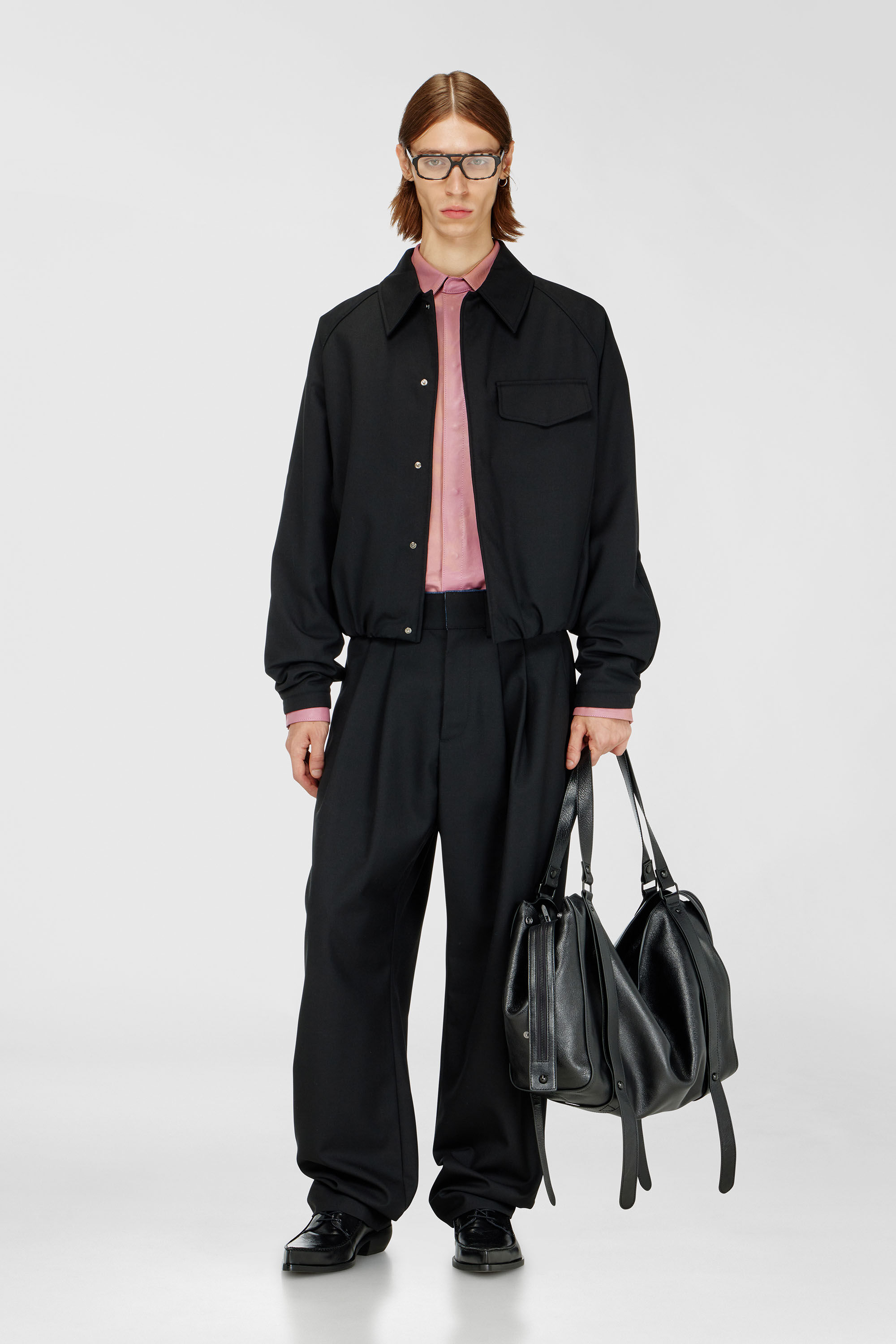 Diesel - J-ATTOR-COOL, Bomber arricciato in misto lana Uomo in Nero - 1