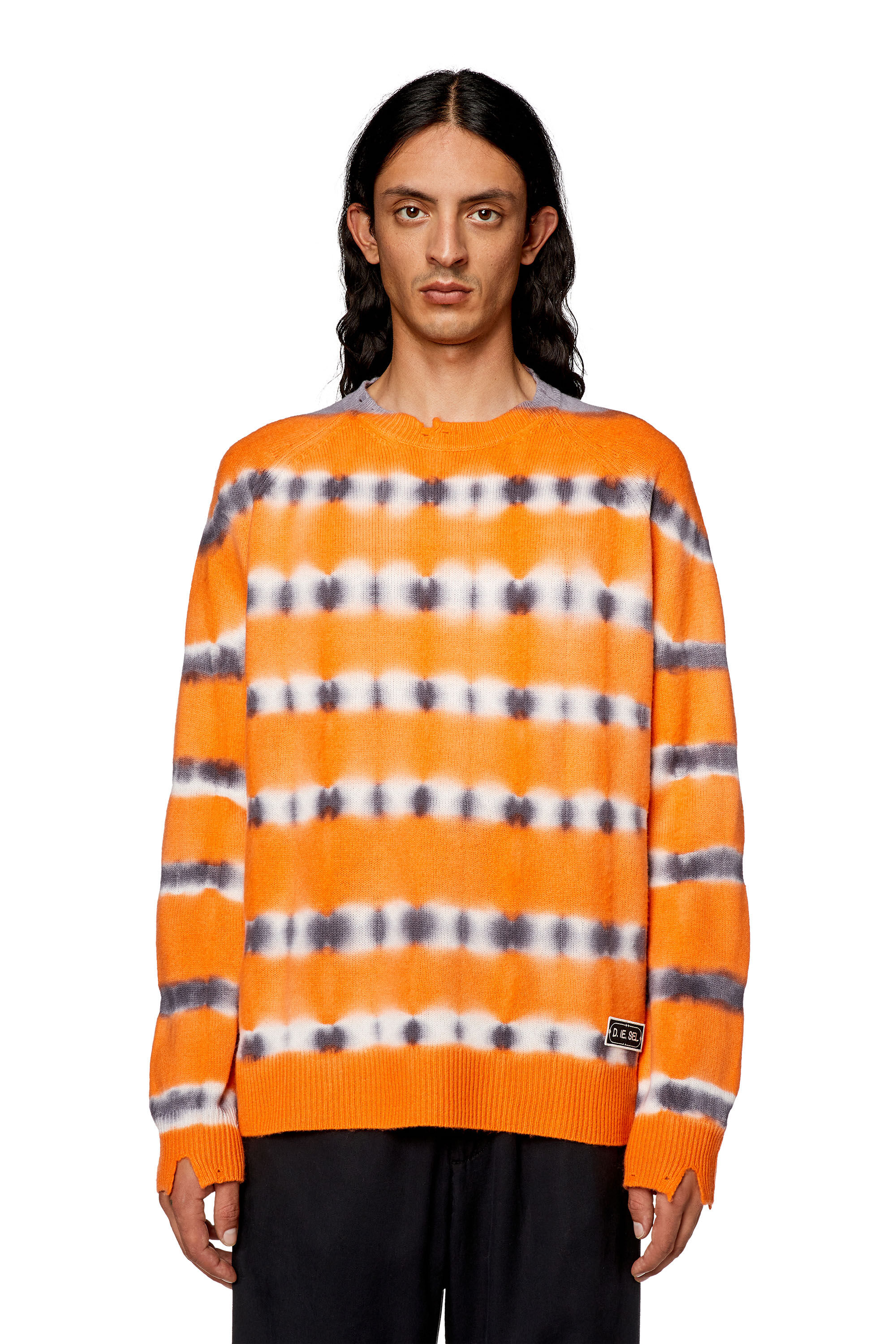 Diesel - K-RO, Maglia in jersey di lana tie-dye Uomo in Arancione - 5