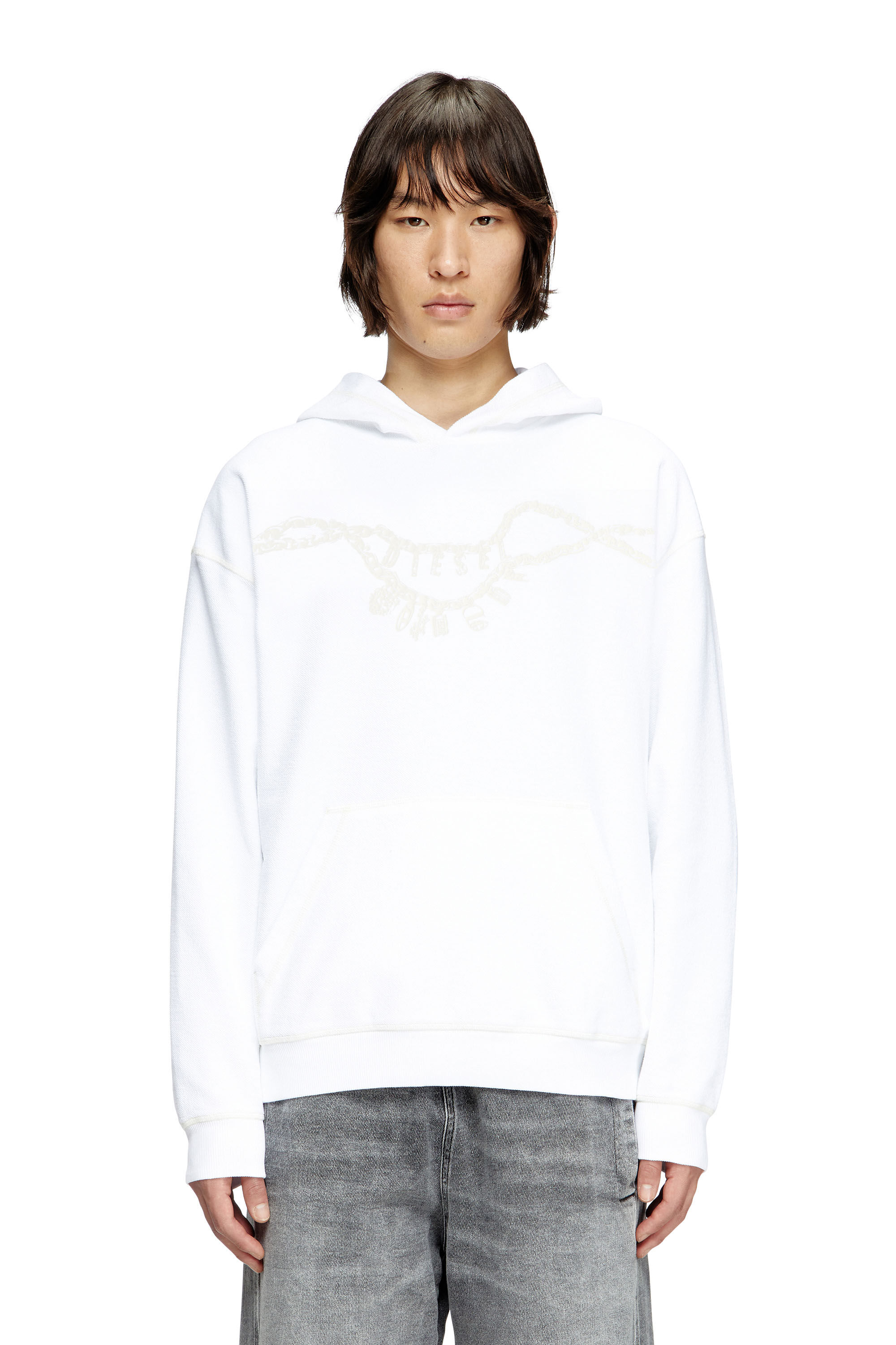 Diesel - S-BOXT-HOOD-HOSHI, Hoodie con stampa collana Unisex in Bianco - 3