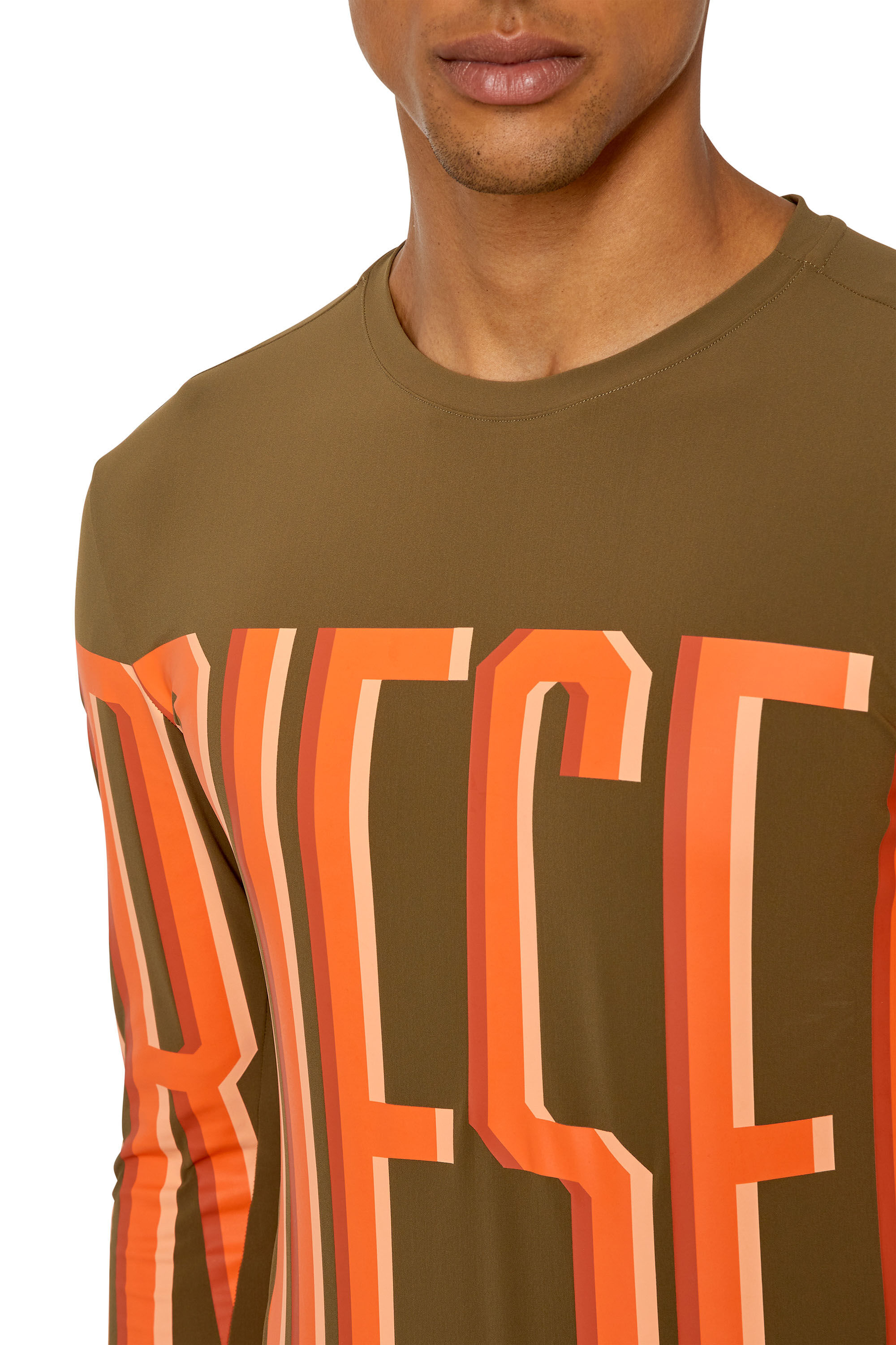 Diesel - AMTEE-LAUREN-WT17, Man's Long-sleeve T-shirt with maxi lettering in Green - 6