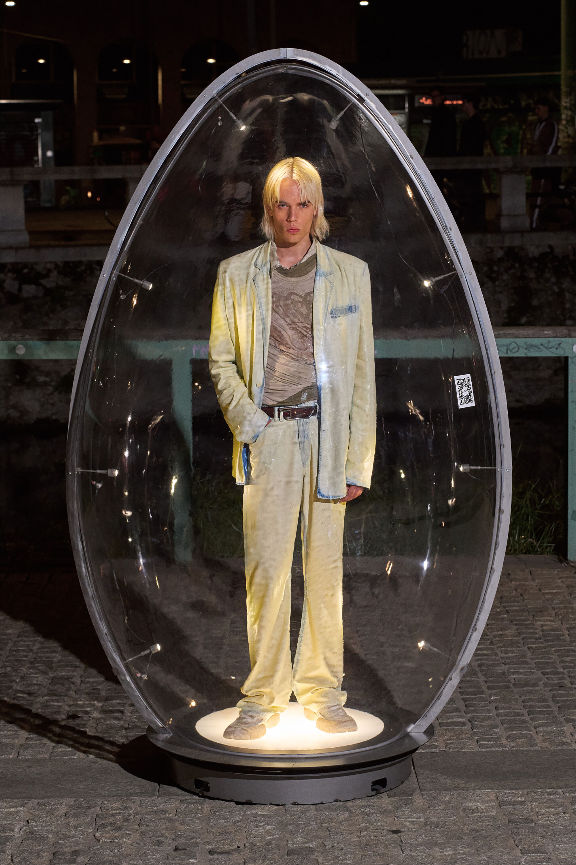 Diesel - D-NIVALE-FSI, Blazer fluido in denim bleach effetto X-Ray Uomo in Blu - 5