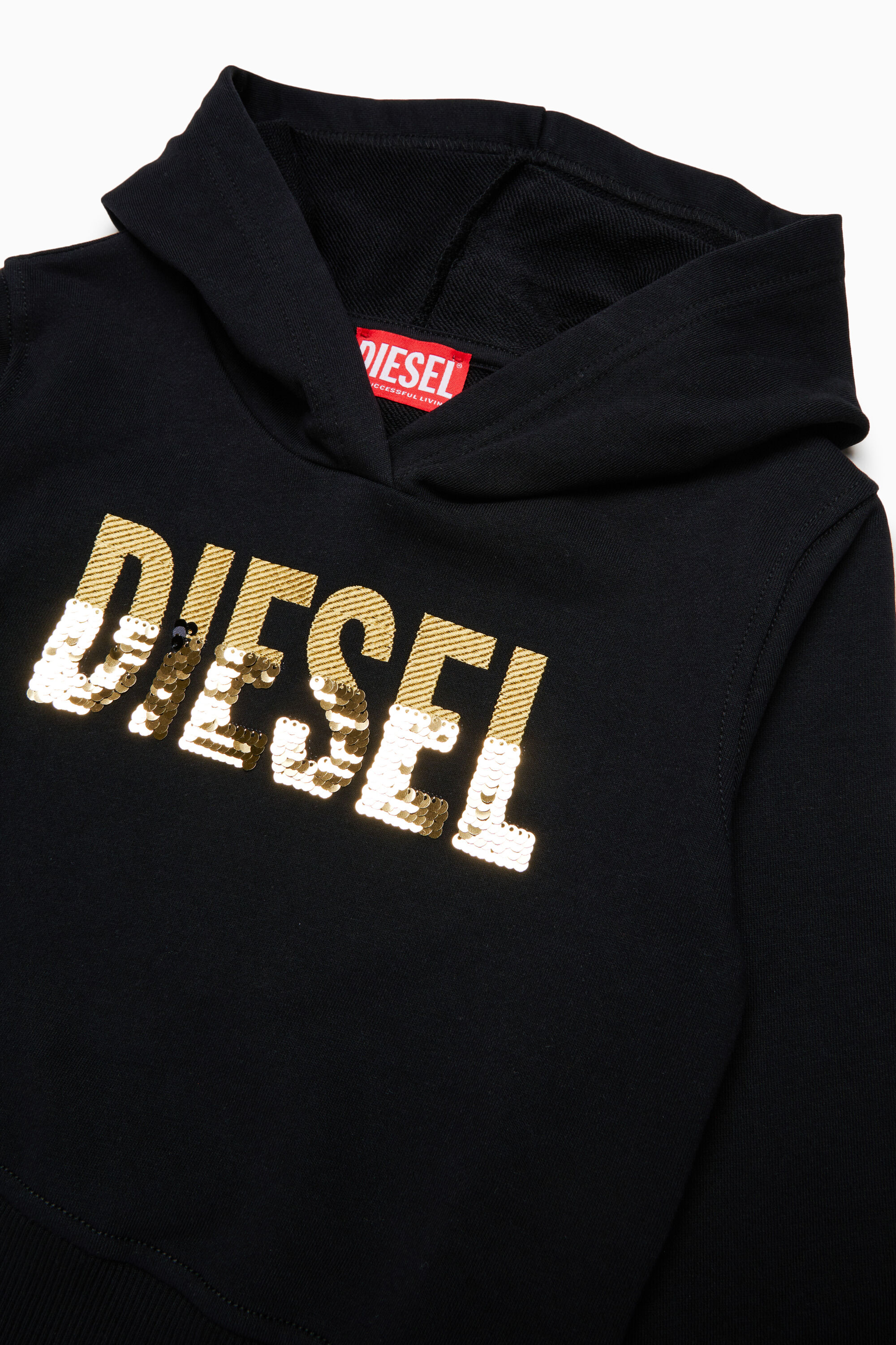 Diesel - SPALLYHOOD, Hoodie con logo in paillettes Donna in Nero - 3