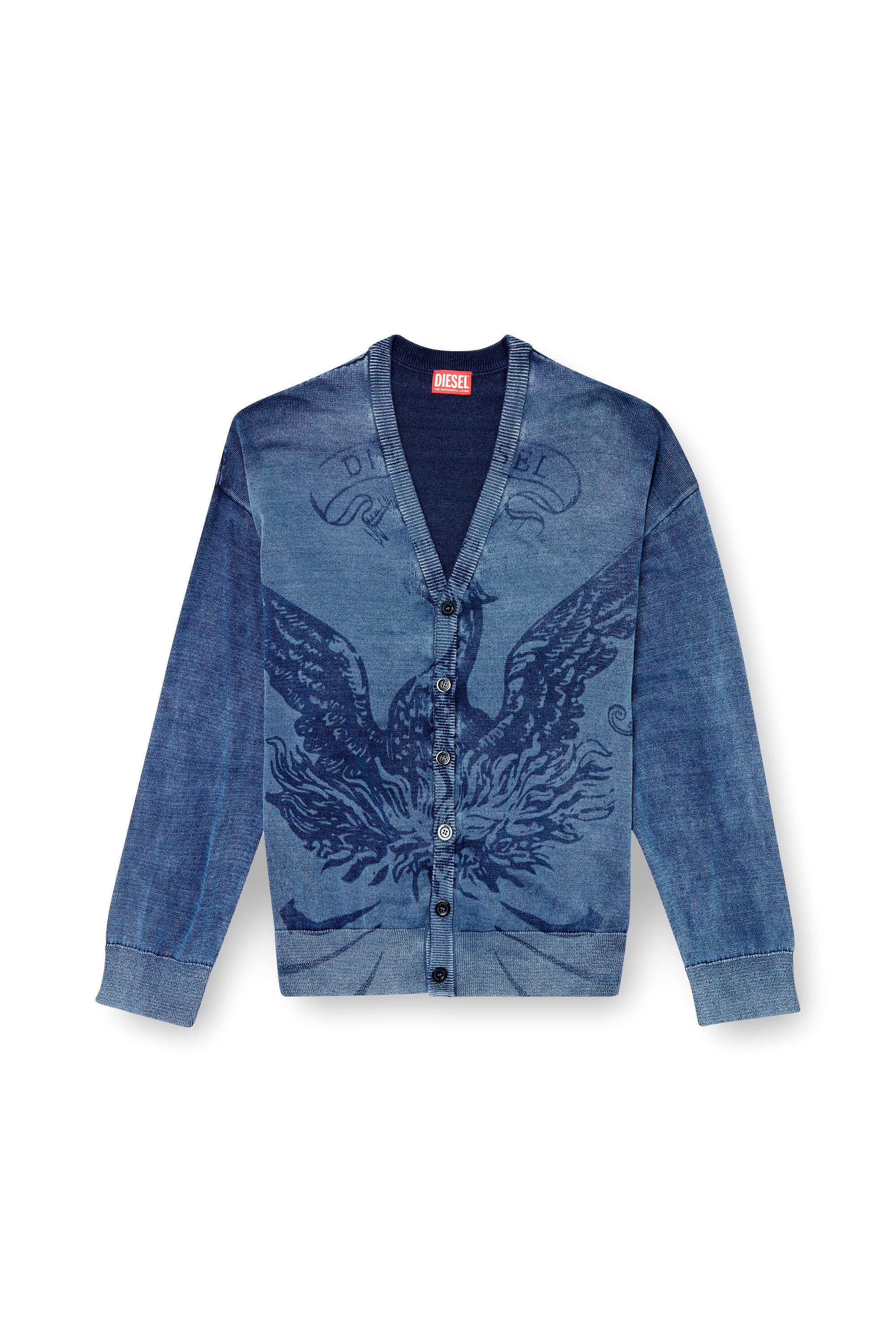 Diesel - K-FENICAR, Cardigan indaco con logo Phoenix Uomo in Blu - 2