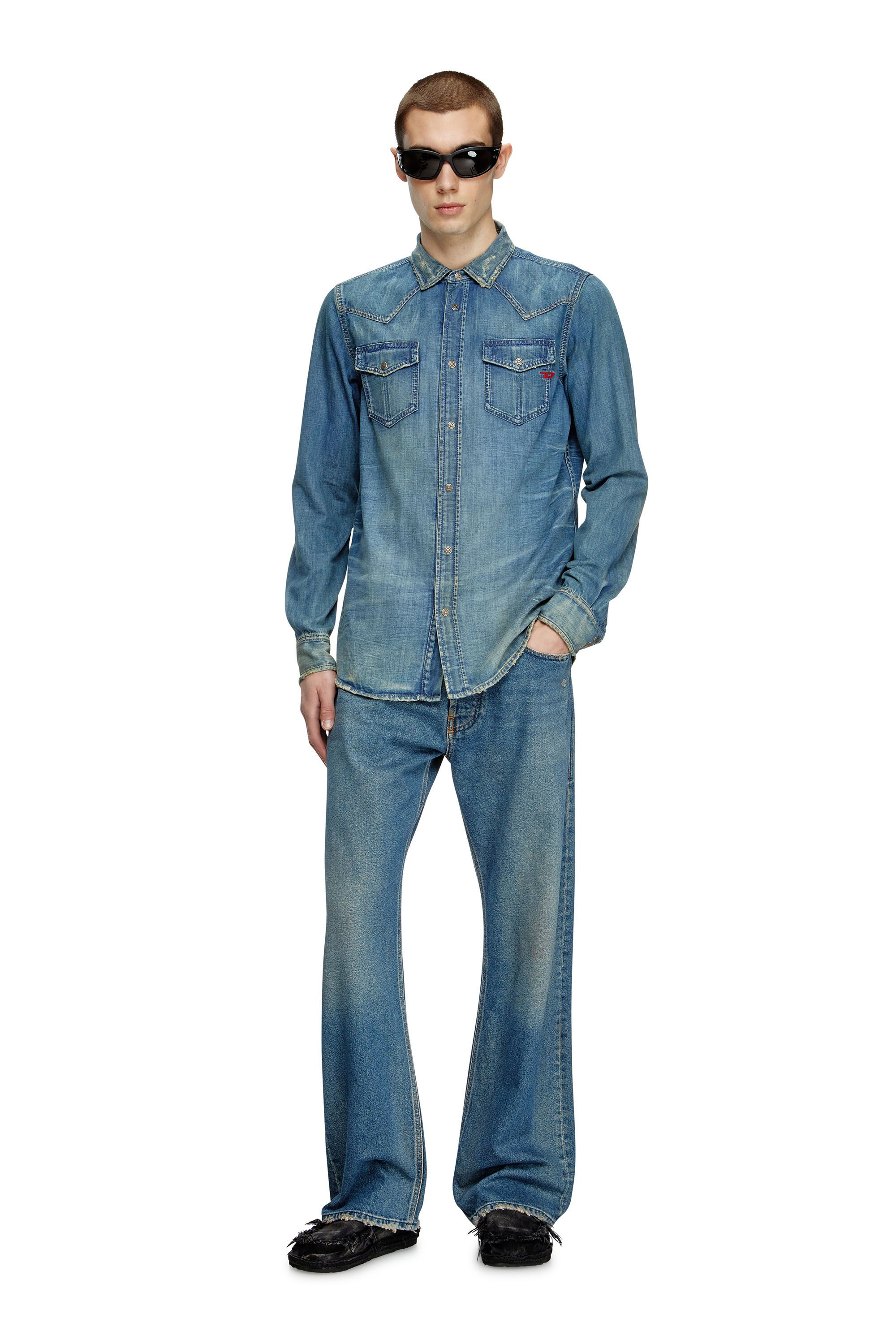 Diesel - D-VEGA, Overshirt in denim Uomo in Blu - 1