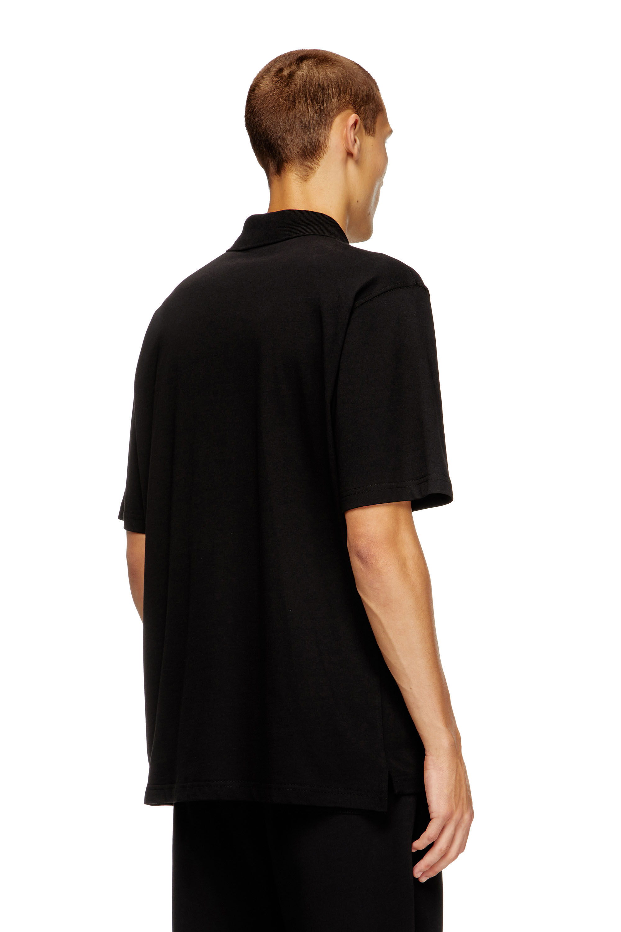 Diesel - T-VOR-OD, Polo con zip e con Oval D laserata Uomo in Nero - 4
