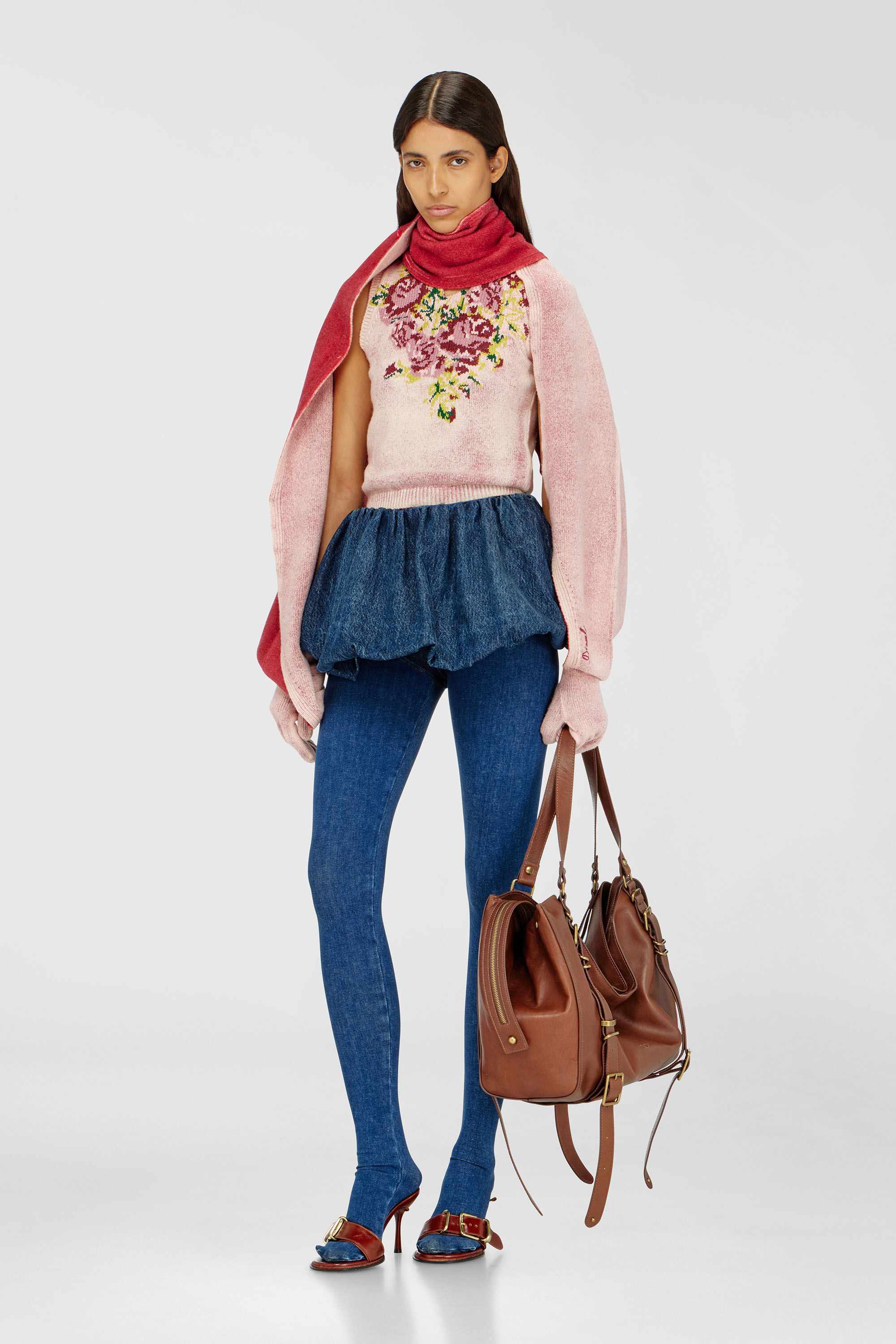 Diesel - K-EVIN, Guanto-sciarpa ibrido in lana bicolore Unisex in Rosa - 3