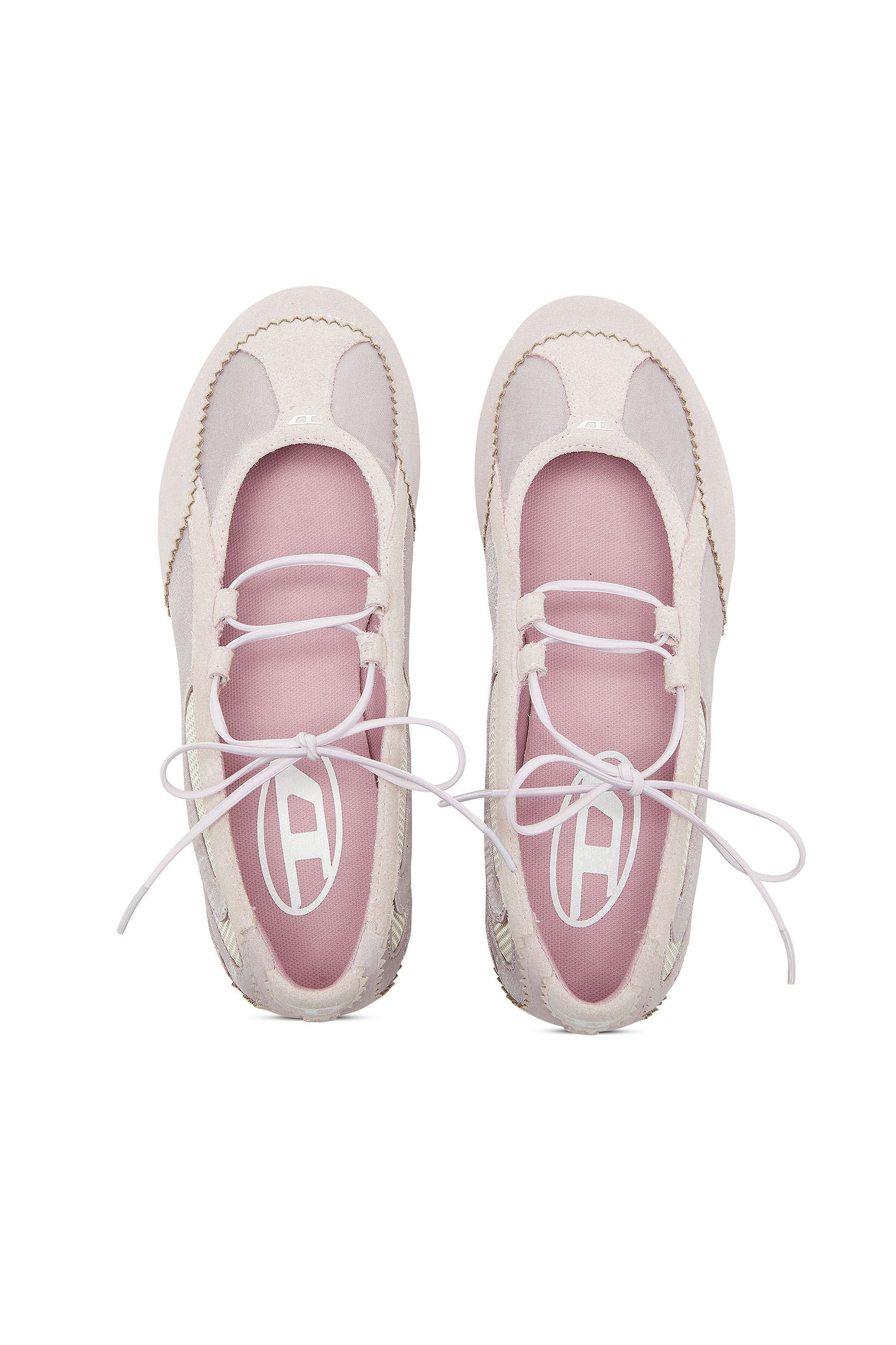 Diesel - D-MILE BALLERINA LACE UP II W, D-Mile - Ballerine stringate in pelle e mesh Donna in Rosa - 4
