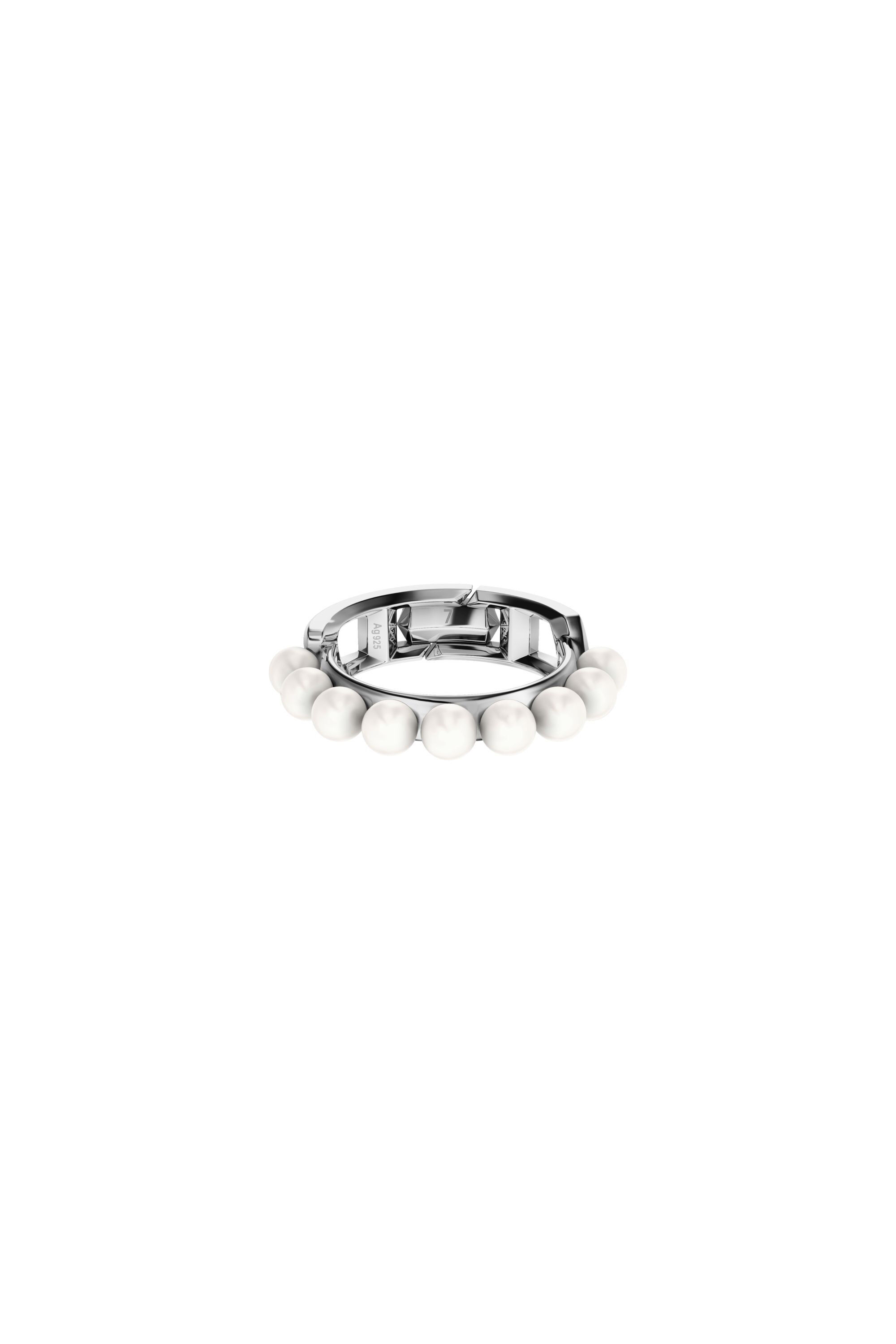 Diesel - DL1370040 STERLING SILVER JEWEL, Unisex's Sterling silver and pearl band ring in Silver - 2