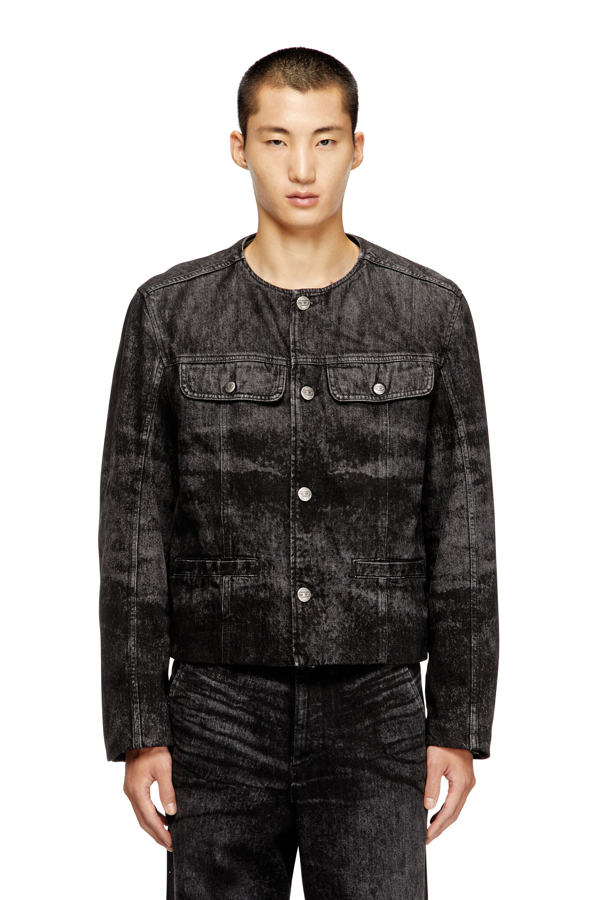 Diesel - D-ABERDEEN-FSH2, Giacca in denim e canapa laserato Uomo in Nero - 3