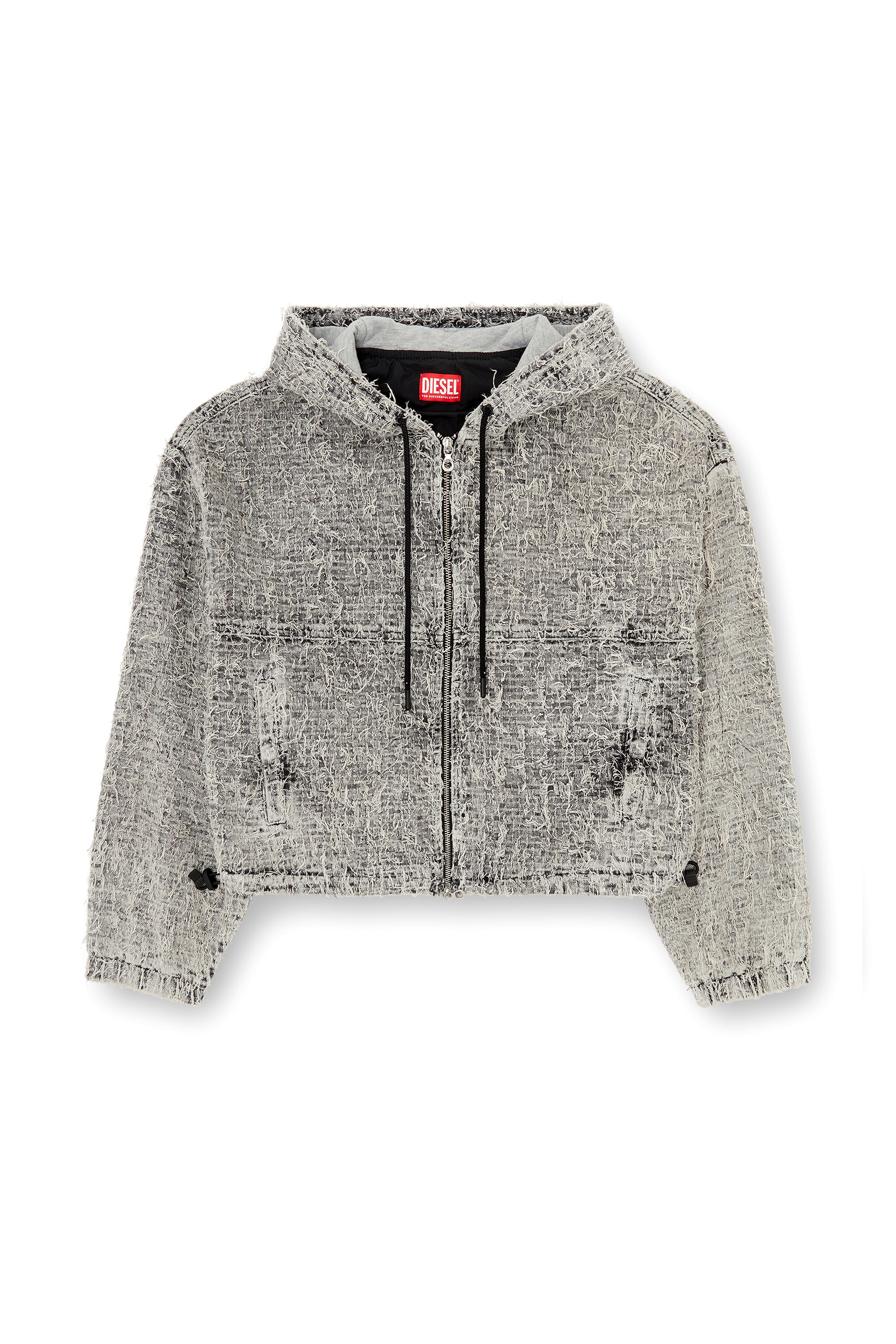 Diesel - DE-FLOW-S1, Giacca con cappuccio in denim bouclé Donna in Grigio - 2