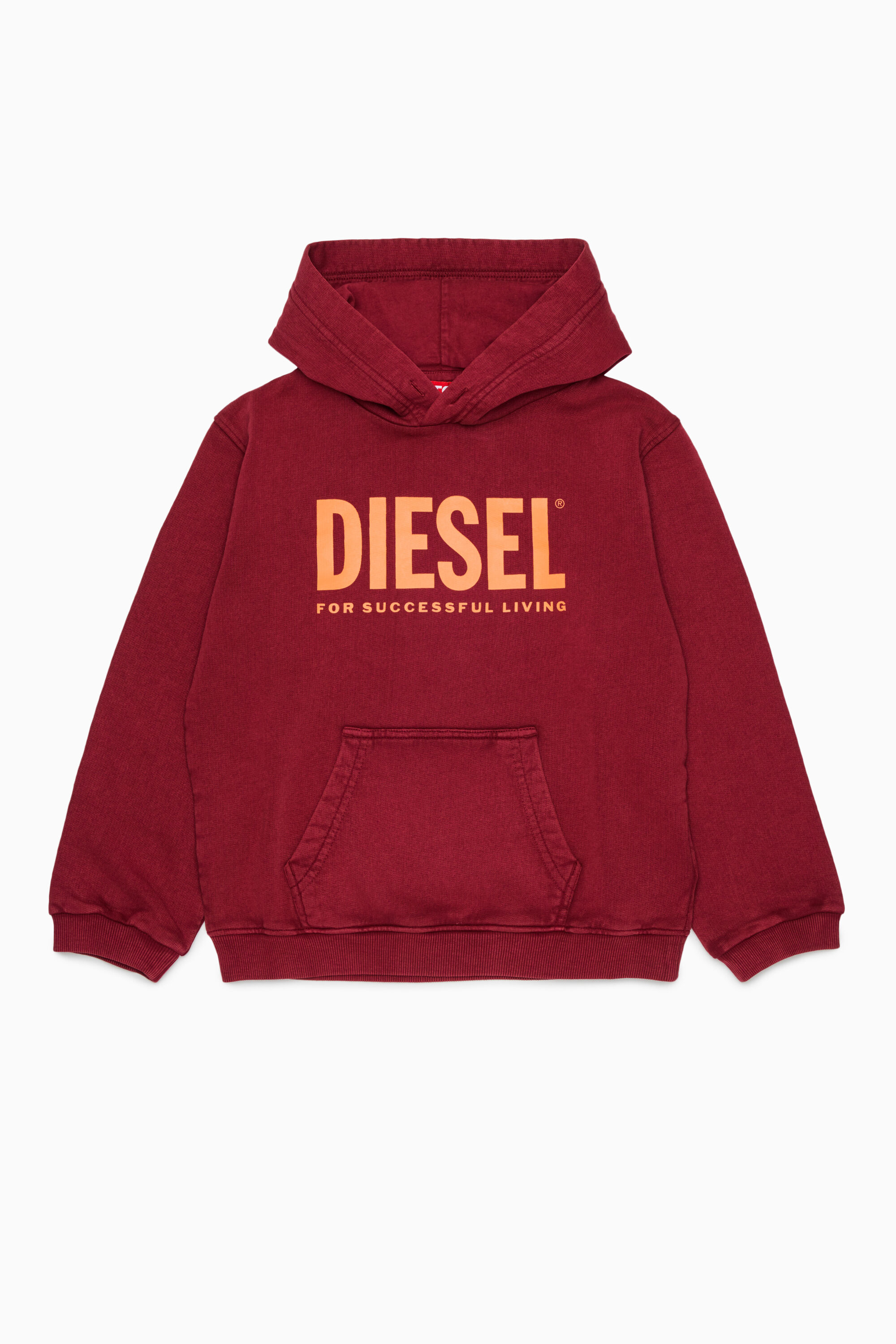 Diesel - STISEL OVER, Hoodie con maxi stampa logo Uomo in Rosso - 1
