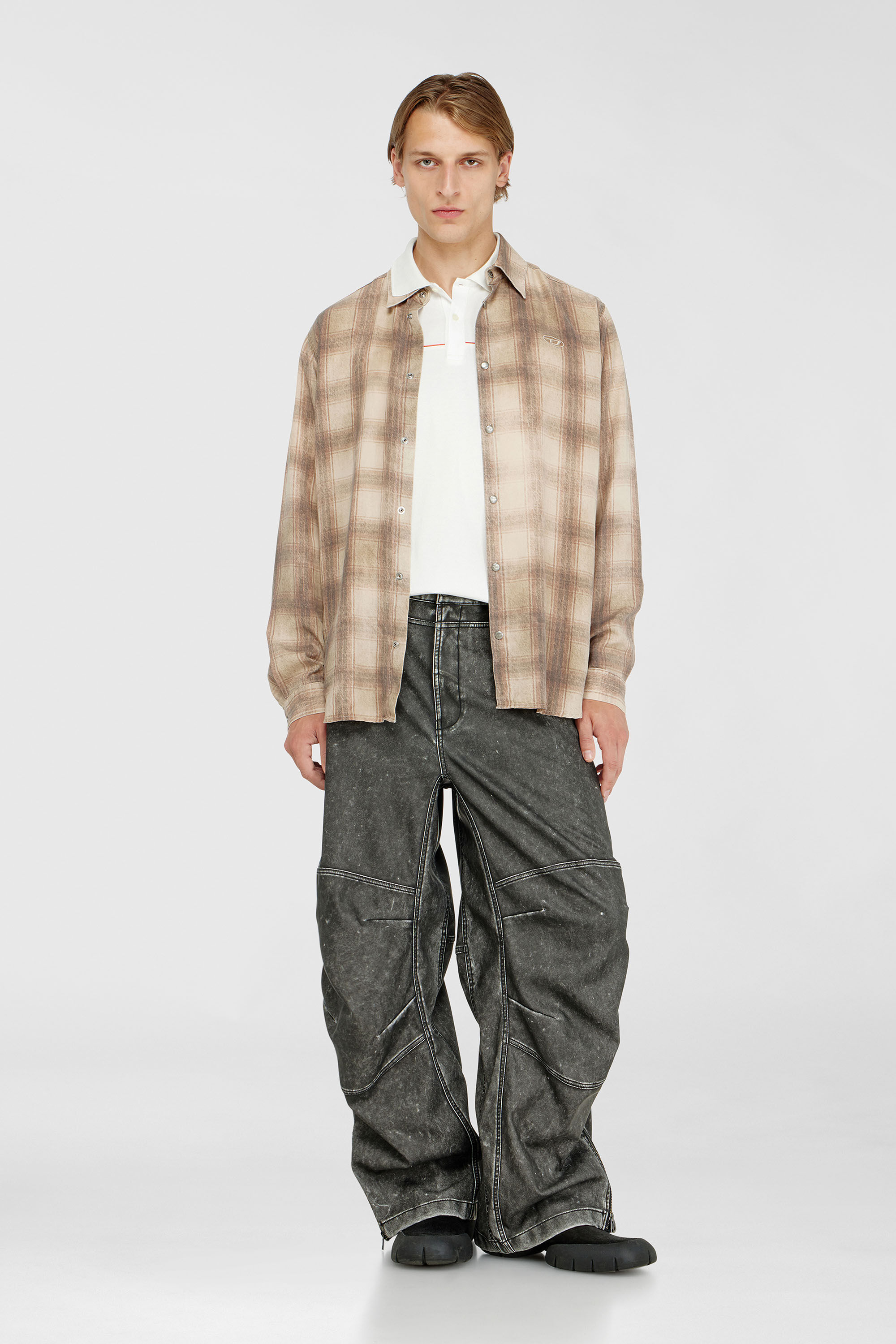 Diesel - T-REJUST-PIPING, Polo con profili a contrasto Uomo in Bianco - 1