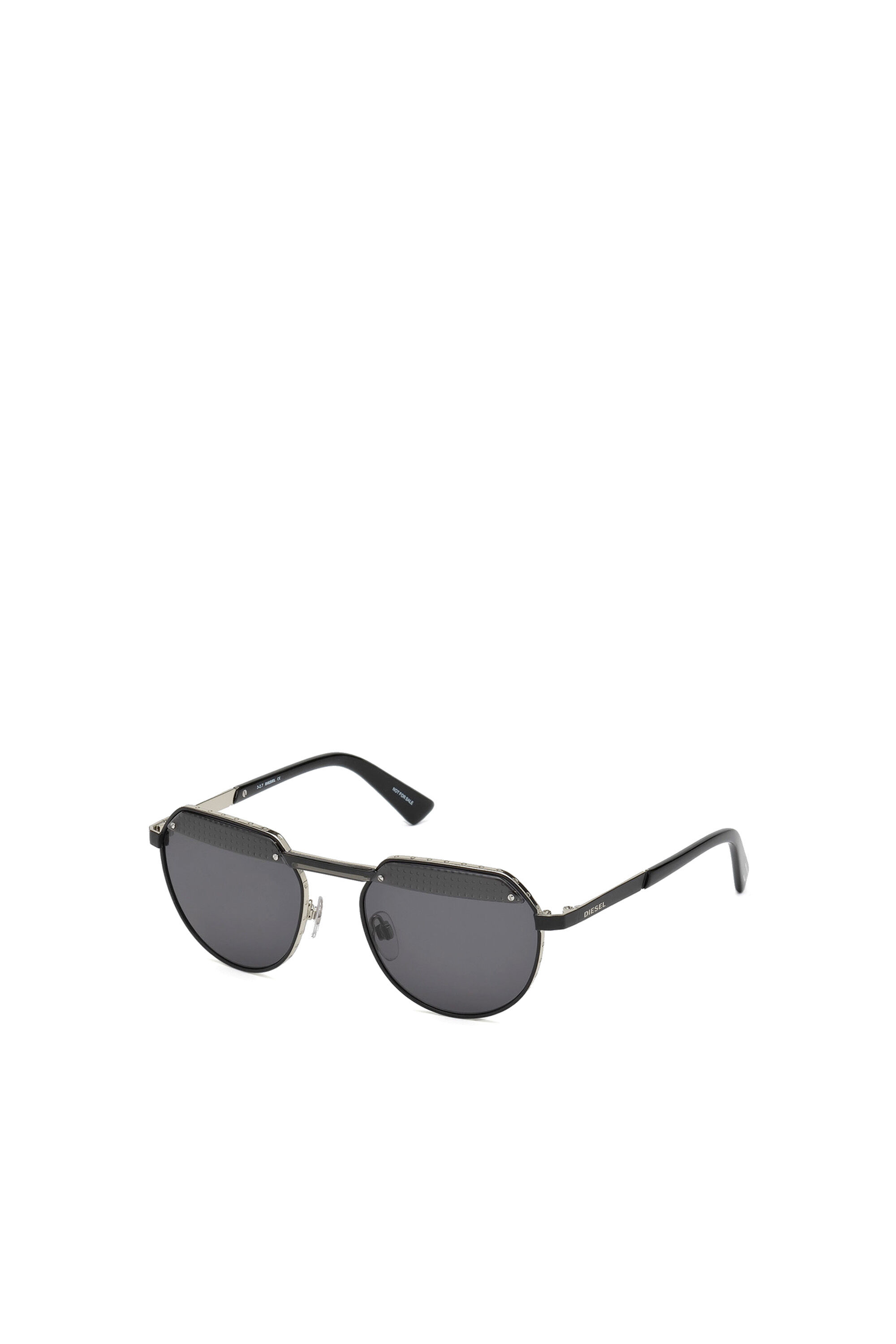 Diesel - DL0260, Occhiali esagonali con ponte effetto puntinato Unisex in Nero - 2