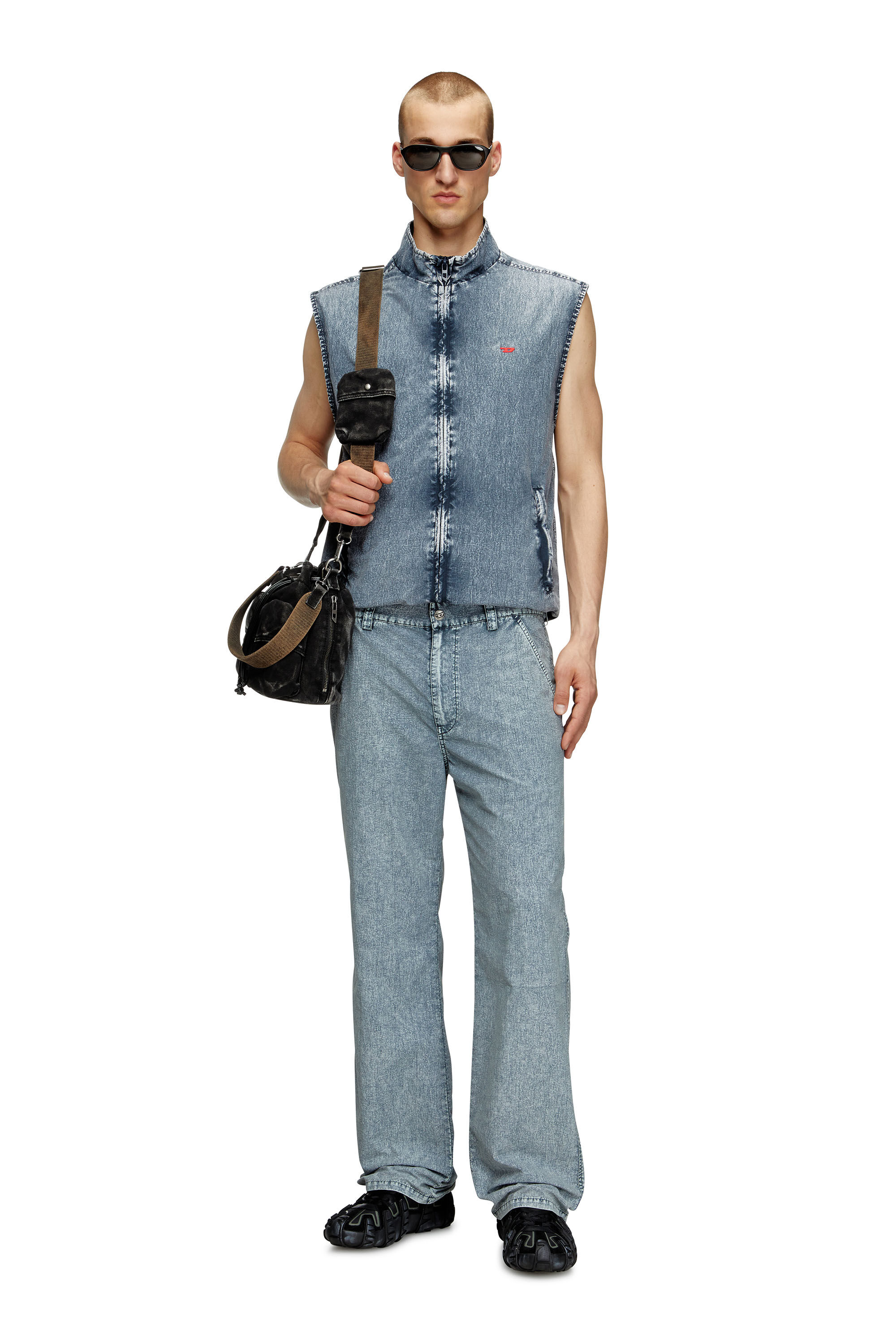 Diesel - J-ERB, Gilet in nylon Taslan riciclato Uomo in Blu - 1