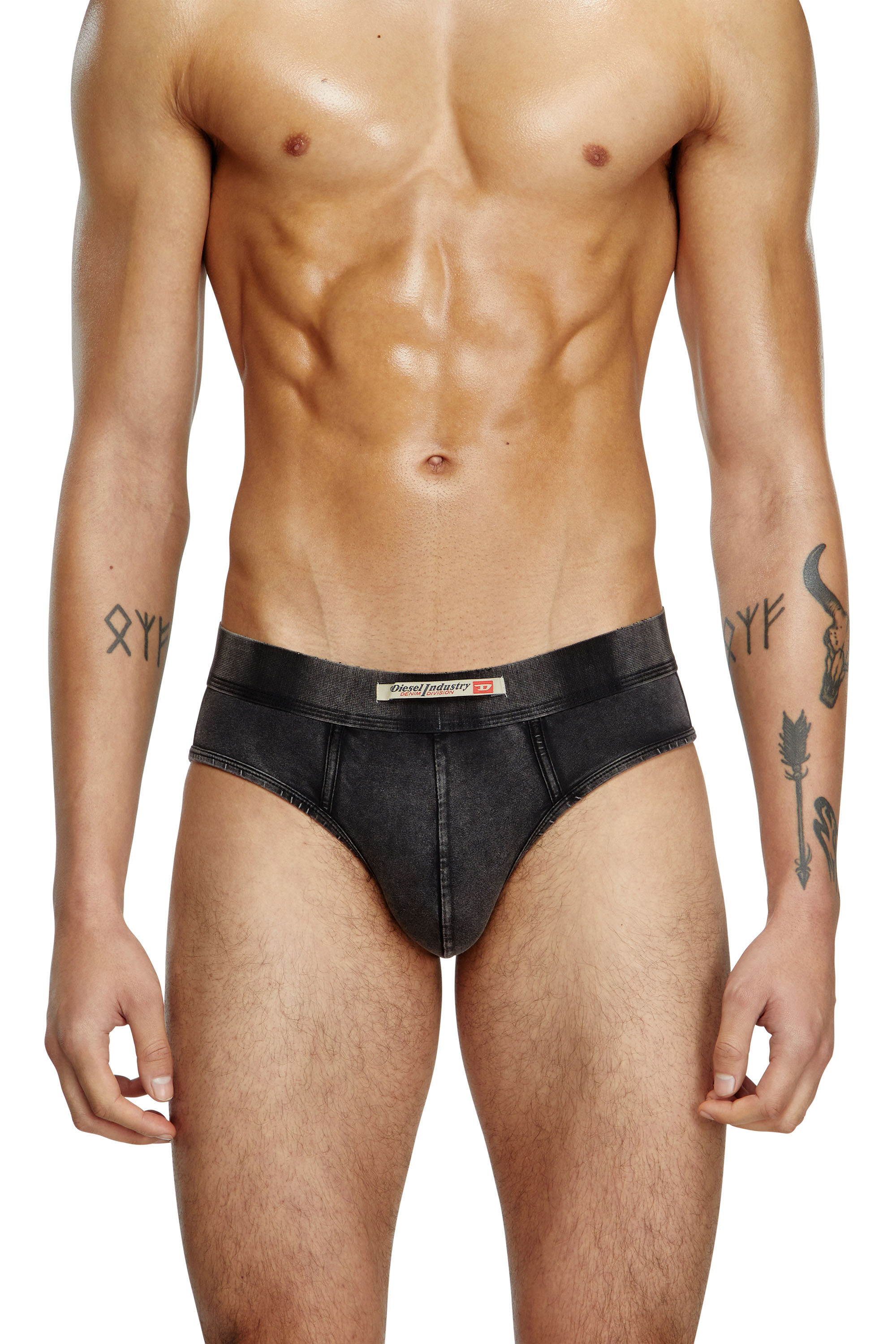 Diesel - UMBR-ANDRE-H, Slip in cotone effetto denim Uomo in Nero - 3