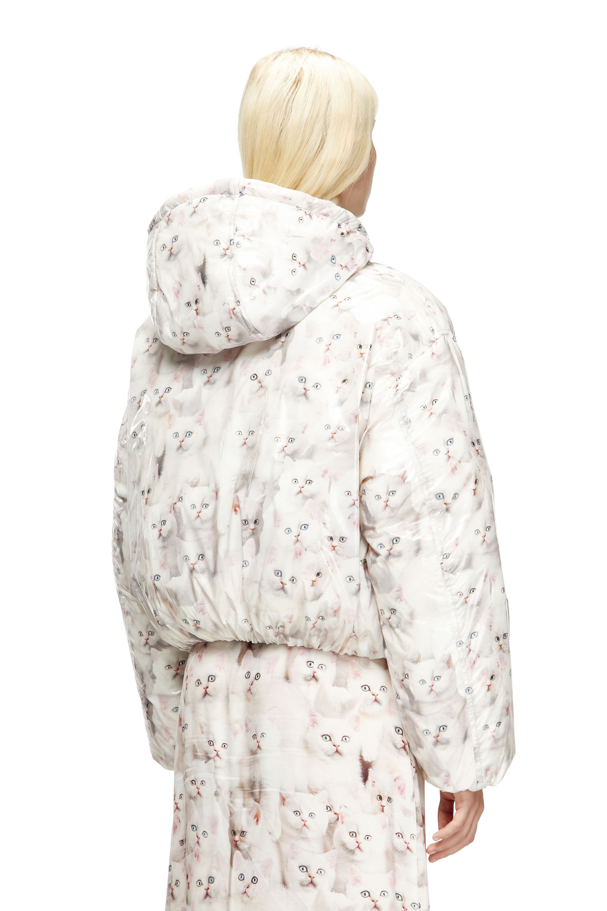 Diesel - W-INNER-R1, Giacca imbottita con gattini Donna in Bianco - 4