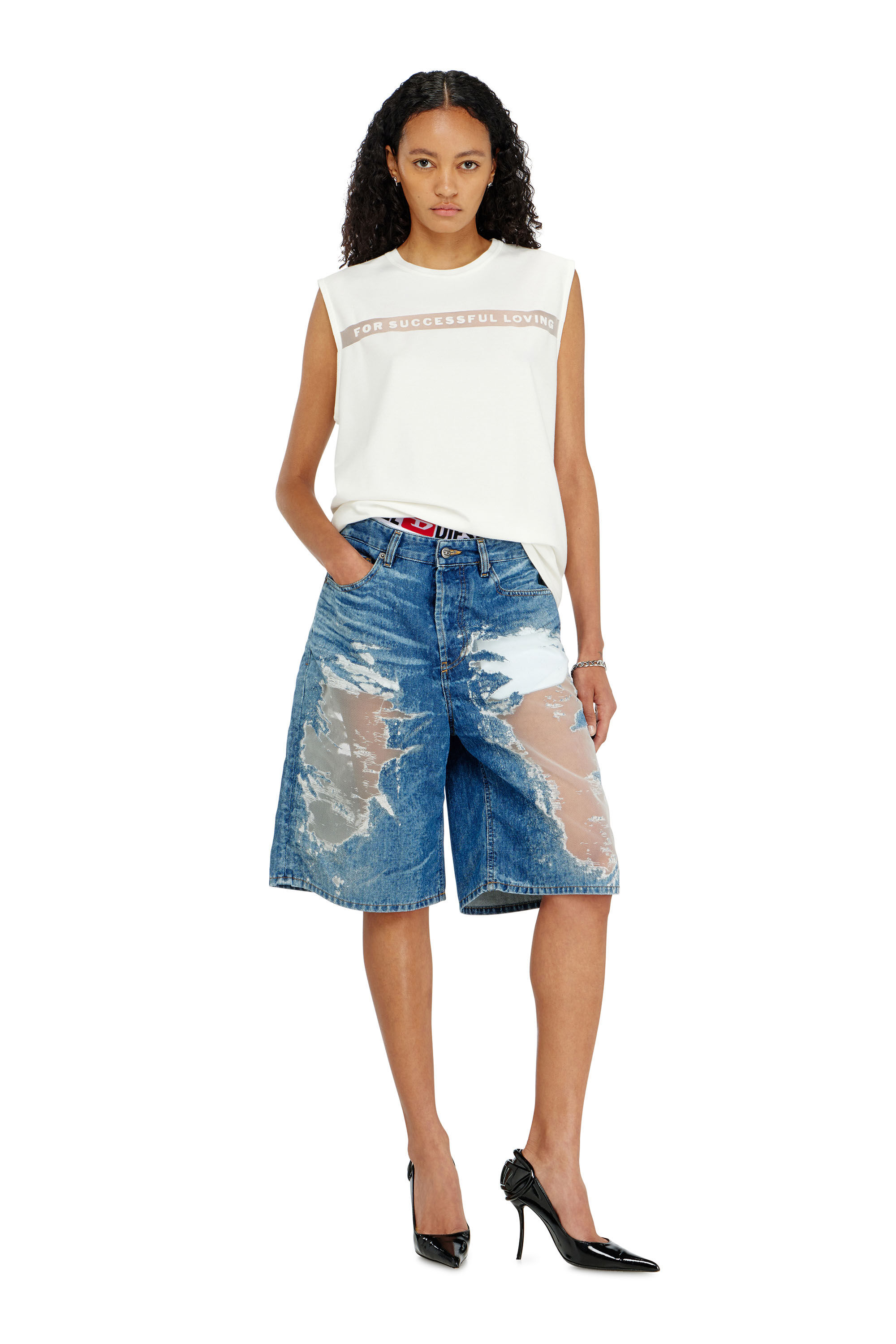 Diesel - PR-T-NORM-BISC-MATI-R, Canotta con logo For Successful Loving Unisex in Bianco - 6
