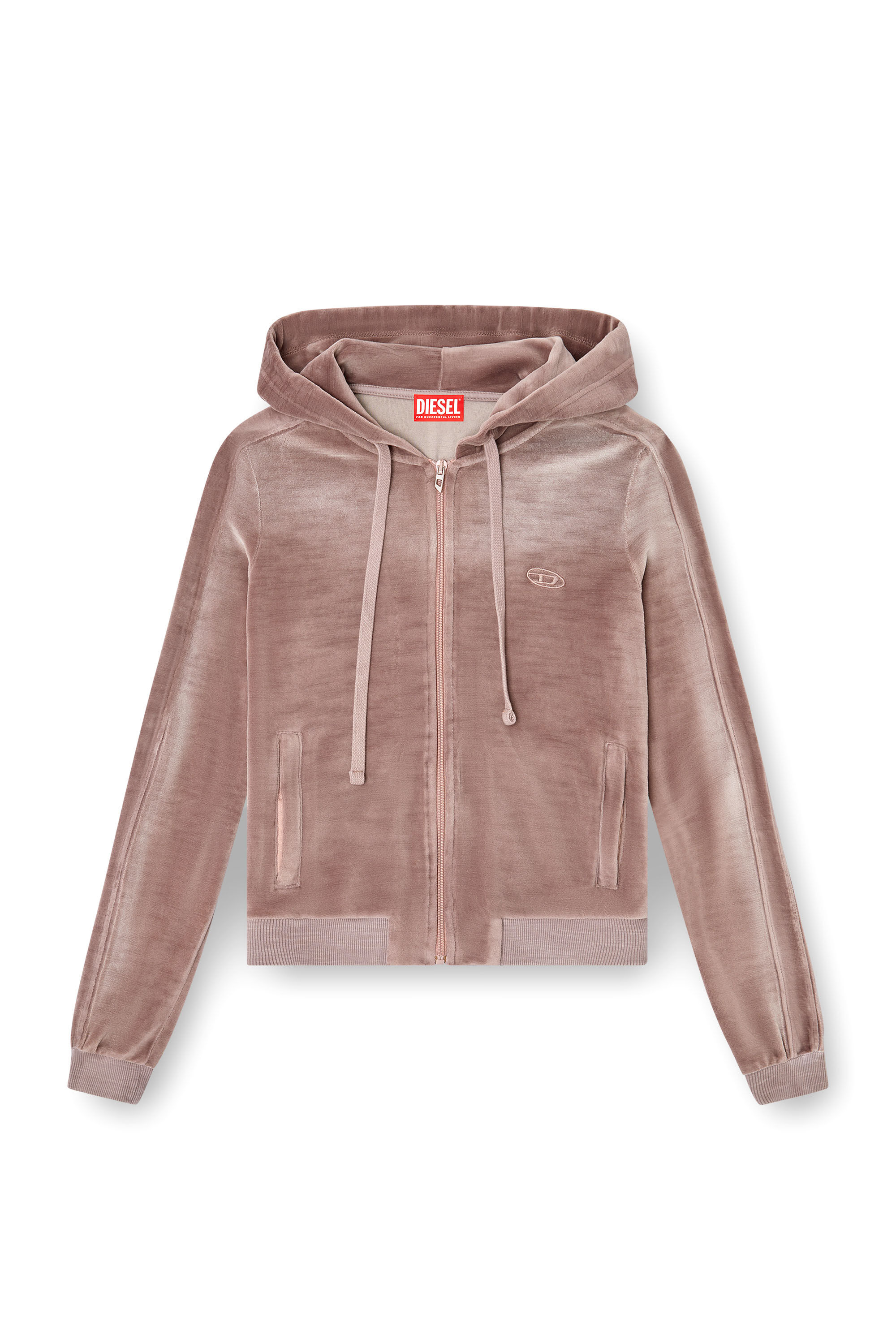 Diesel - F-ELY-Q1, Hoodie con zip in ciniglia faded Donna in Rosa - 2