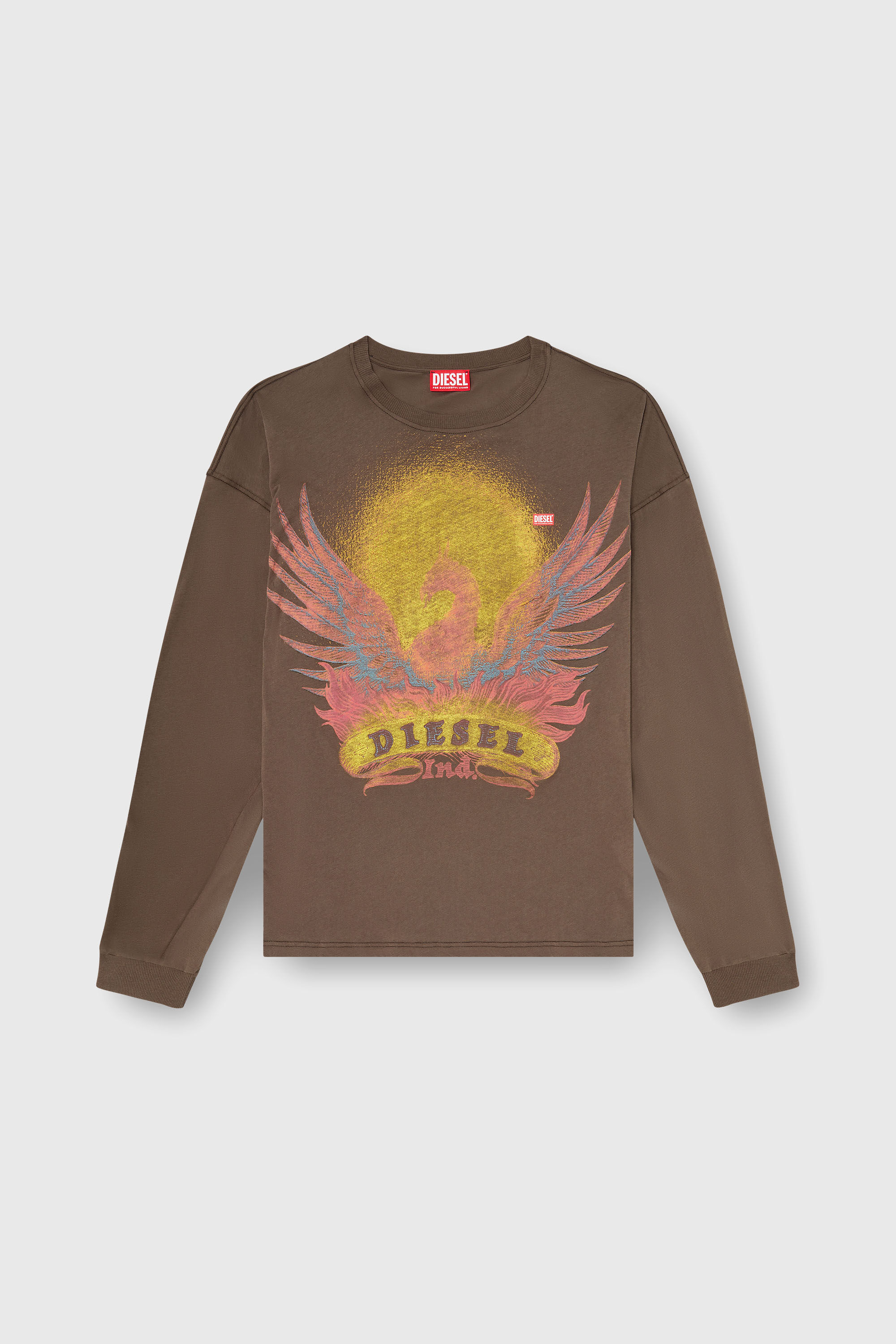 Diesel - T-BOXT-LS-AA1, T-shirt a manica lunga con grafica Phoenix Uomo in Marrone - 2