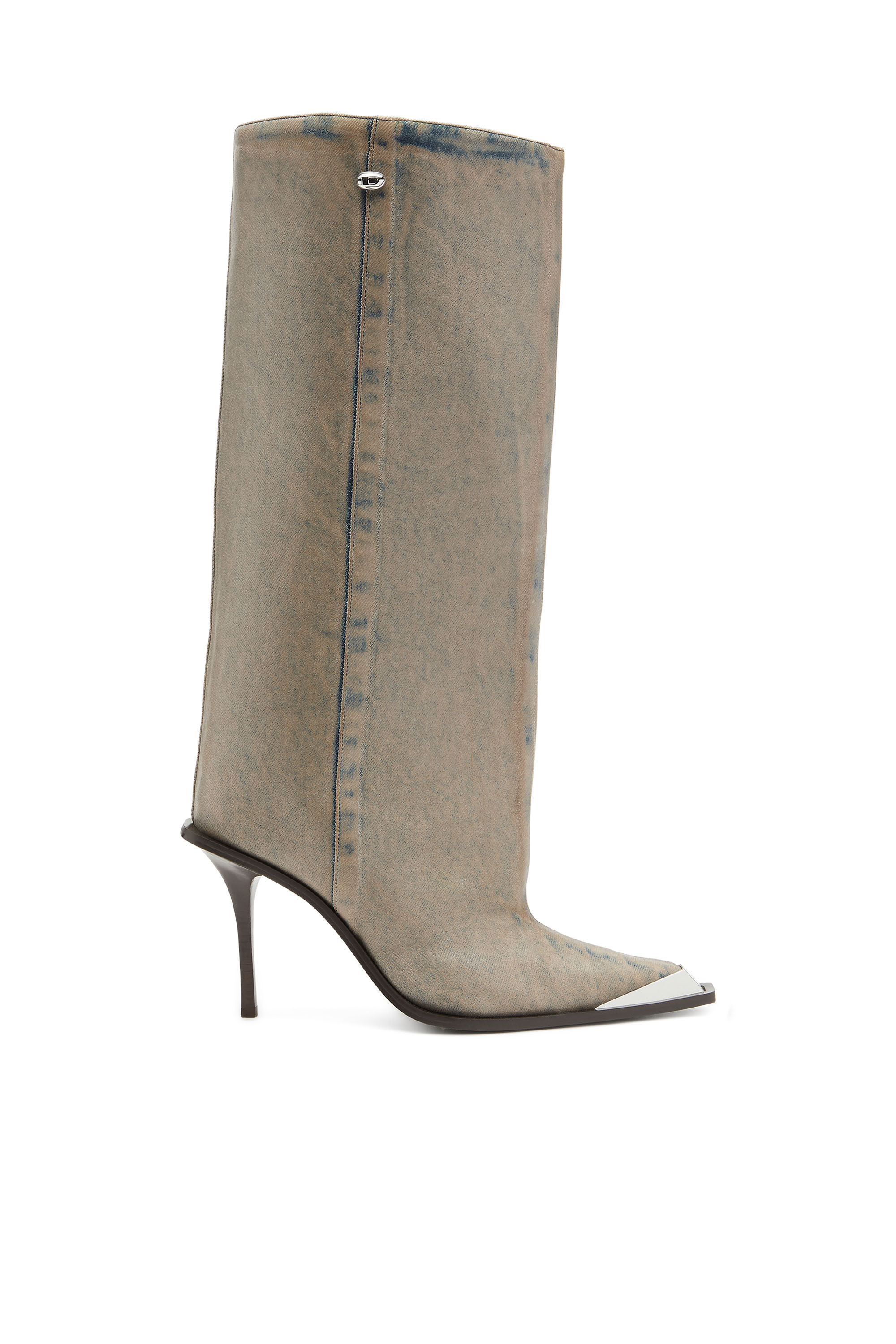 Diesel - D-TONA WB, D-Tona-Stivali al ginocchio in denim solarizzato coated Donna in Beige - 1