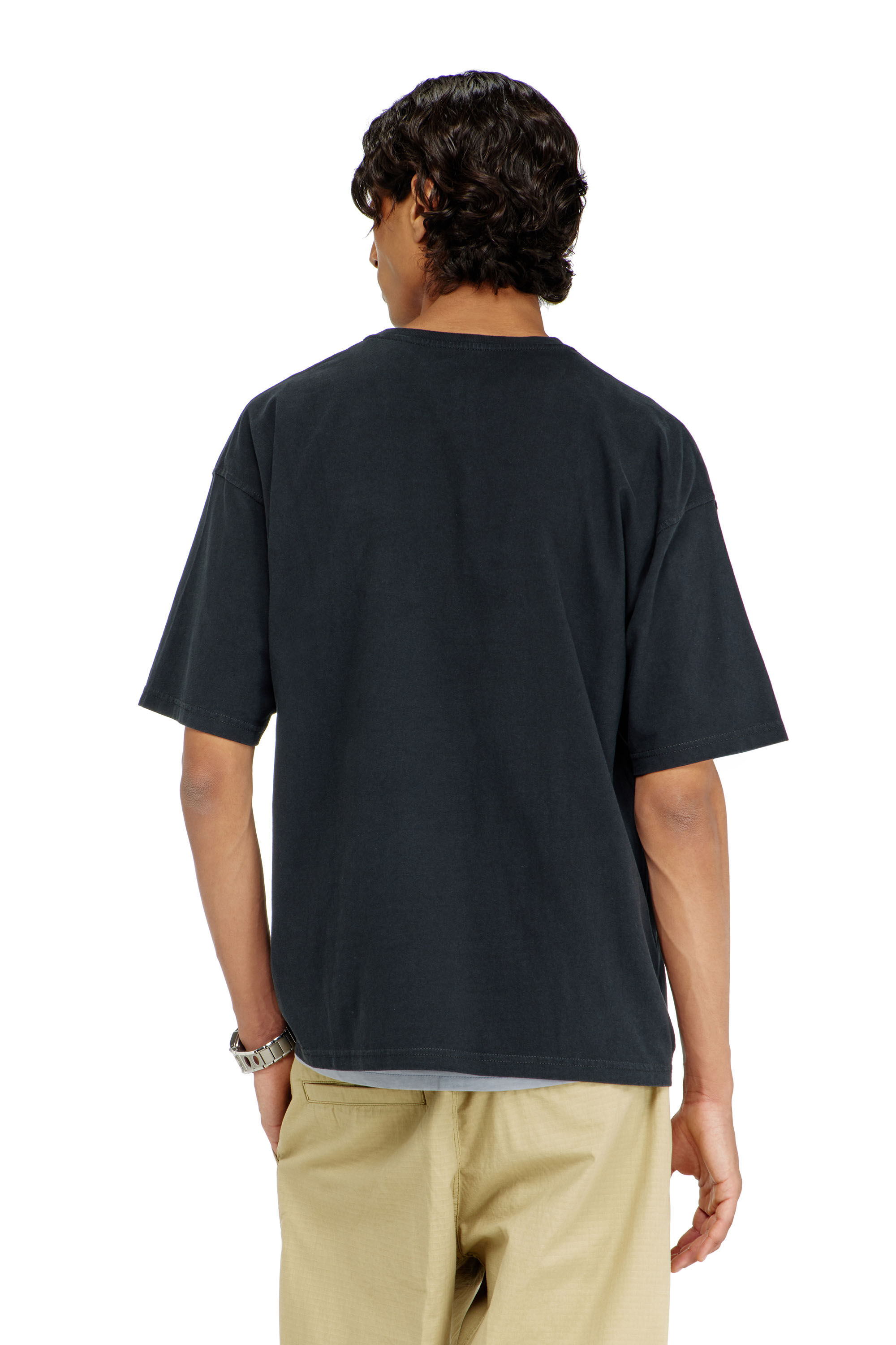Diesel - T-BOXT-N14, T-shirt con stampa distressed floccata Uomo in Nero - 4