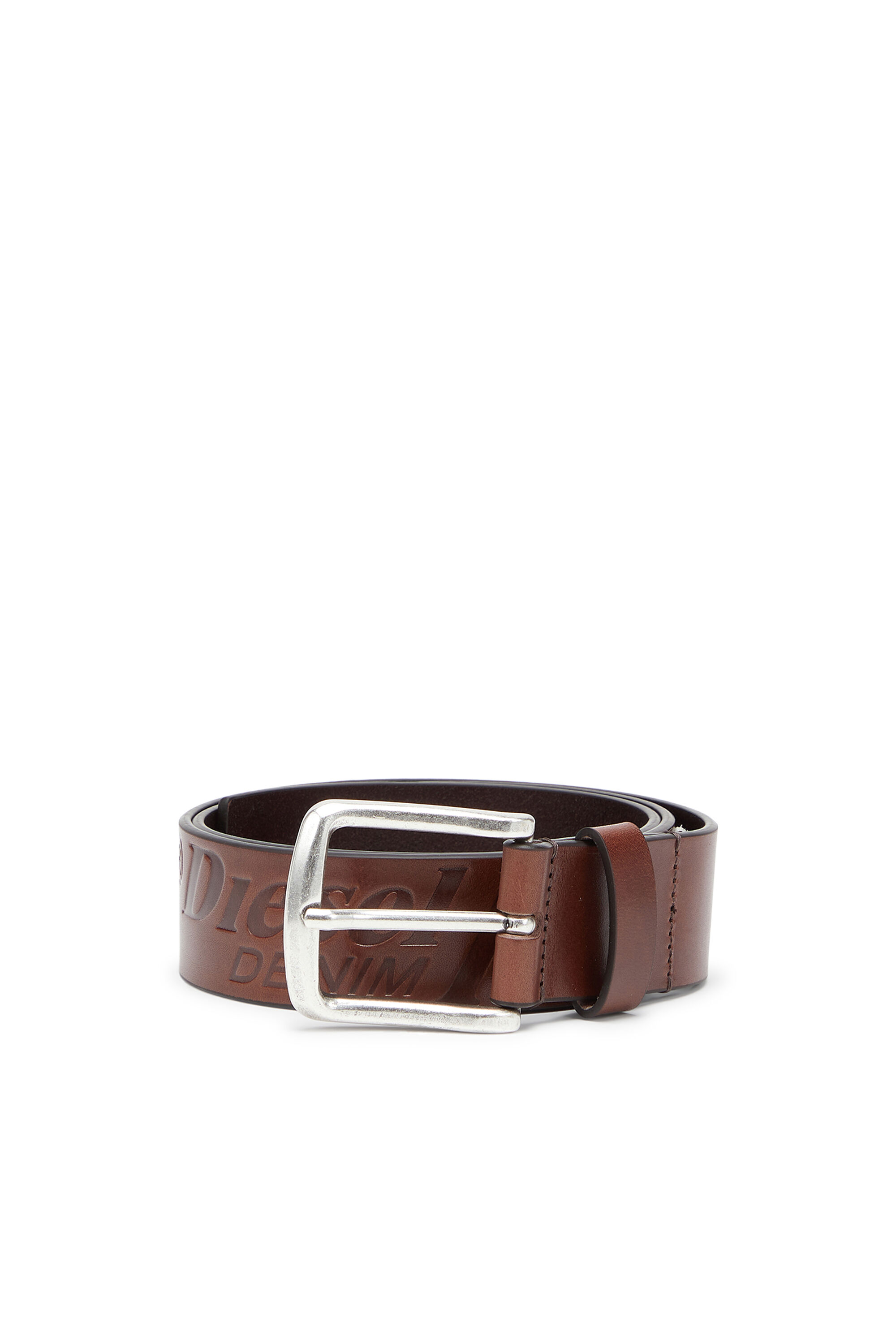 Diesel - B-FLAG-D EMBOSSED, Cintura 4 cm in pelle da con logo inciso Uomo in Marrone - 1