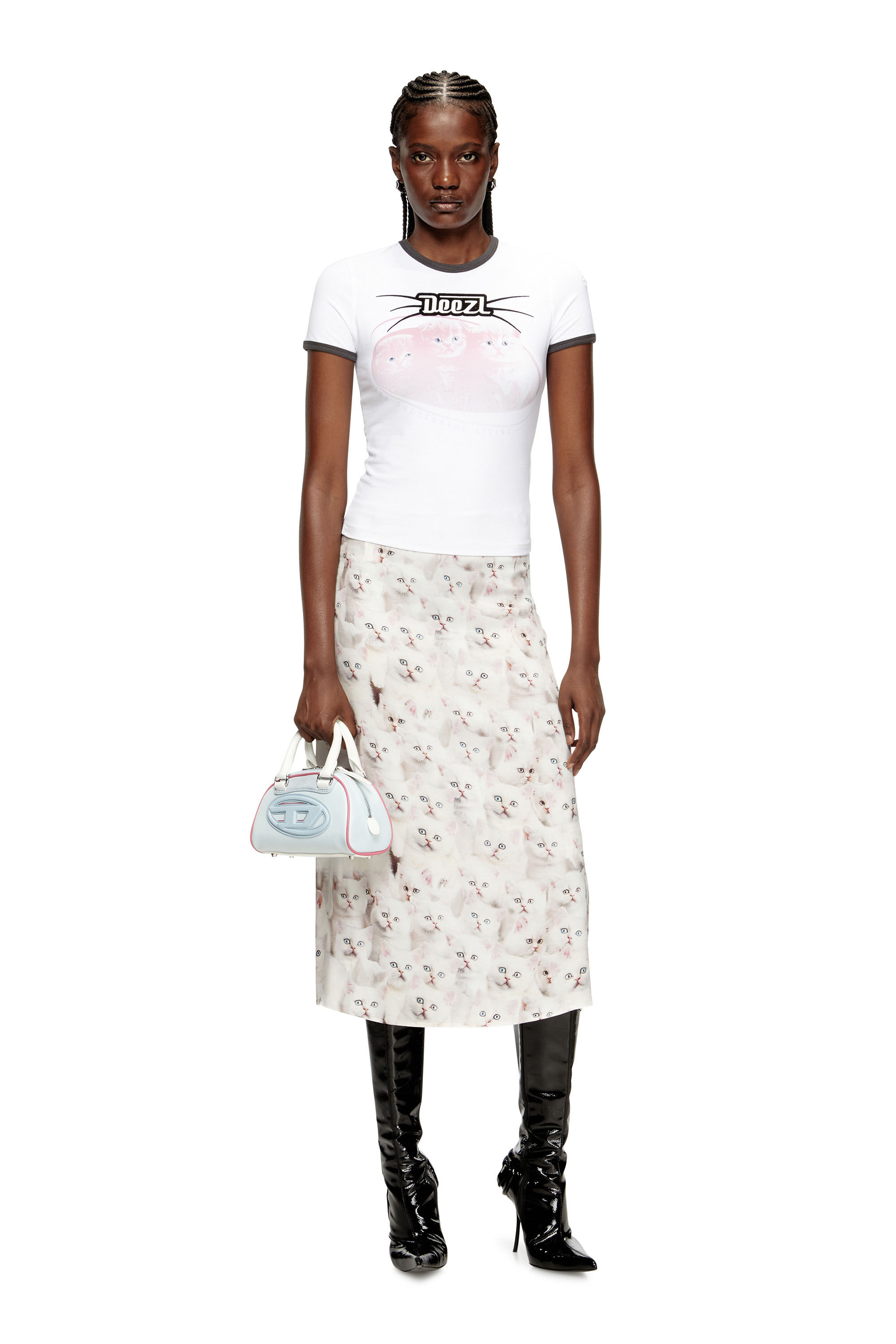 Diesel - O-RCHID-R1, Gonna midi in viscosa con stampa all-over Donna in ToBeDefined - 1