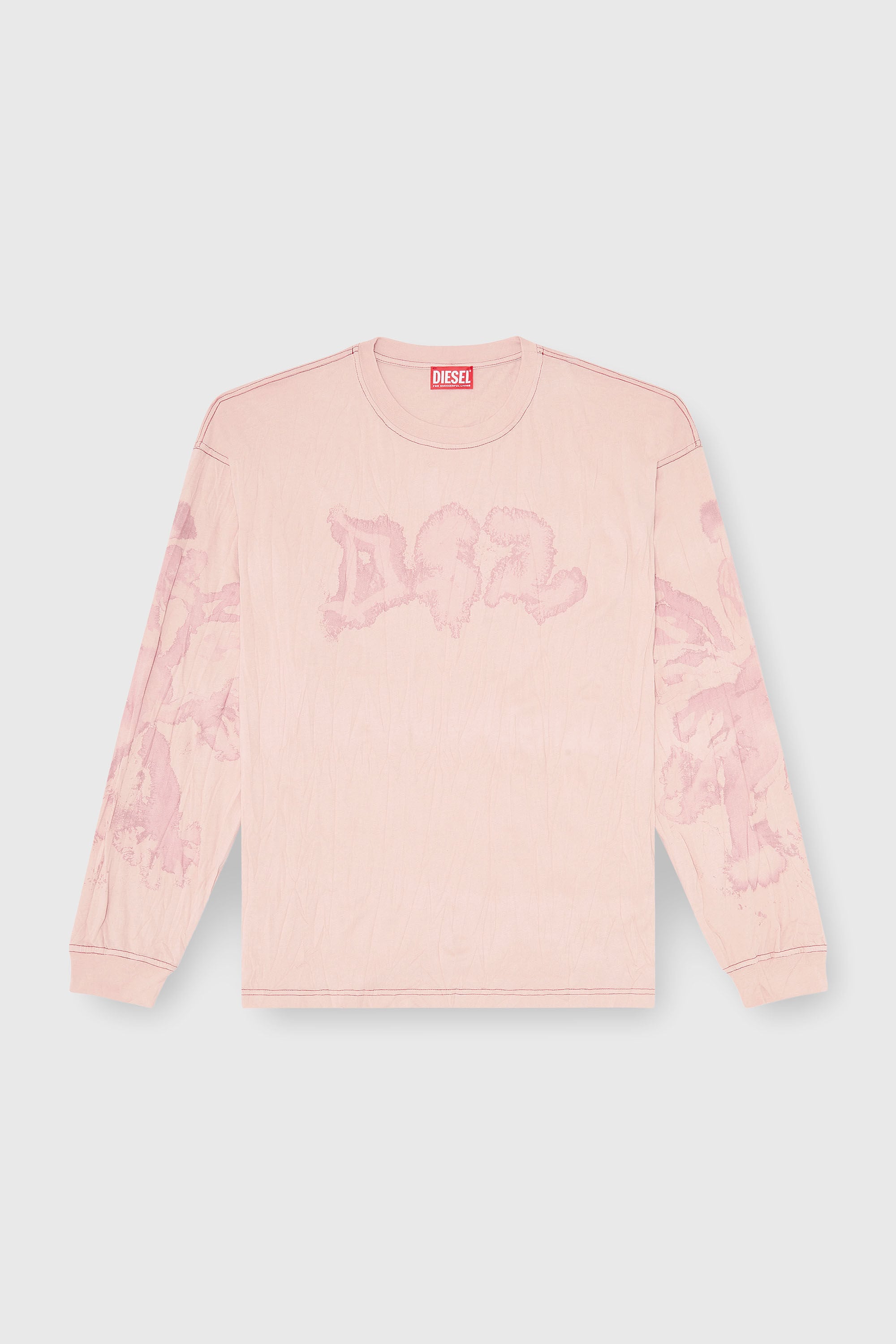 Diesel - T-BOXT-LS-AA4, T-shirt relaxed a manica lunga con stampa macchiata Uomo in Rosa - 2