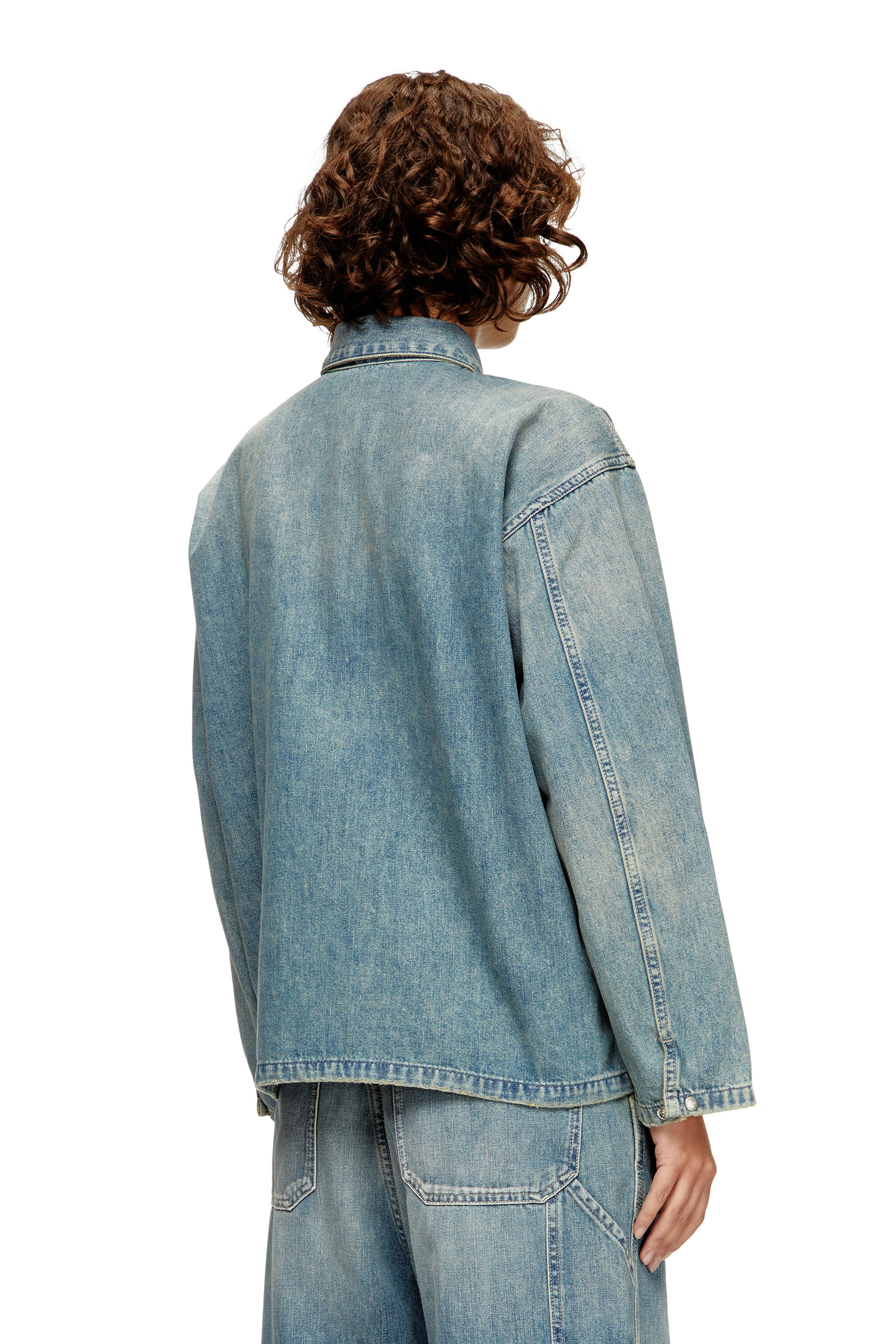 Diesel - DE-PRISS, Top Henley in denim utility Donna in Blu - 4