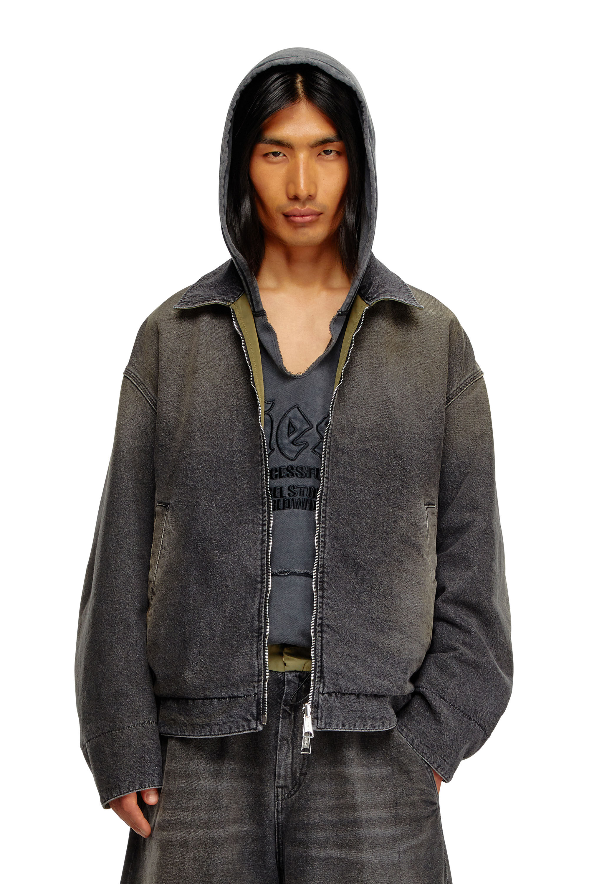 Diesel - D-STACK-S, Giacca reversibile in denim e nylon Uomo in Nero - 3
