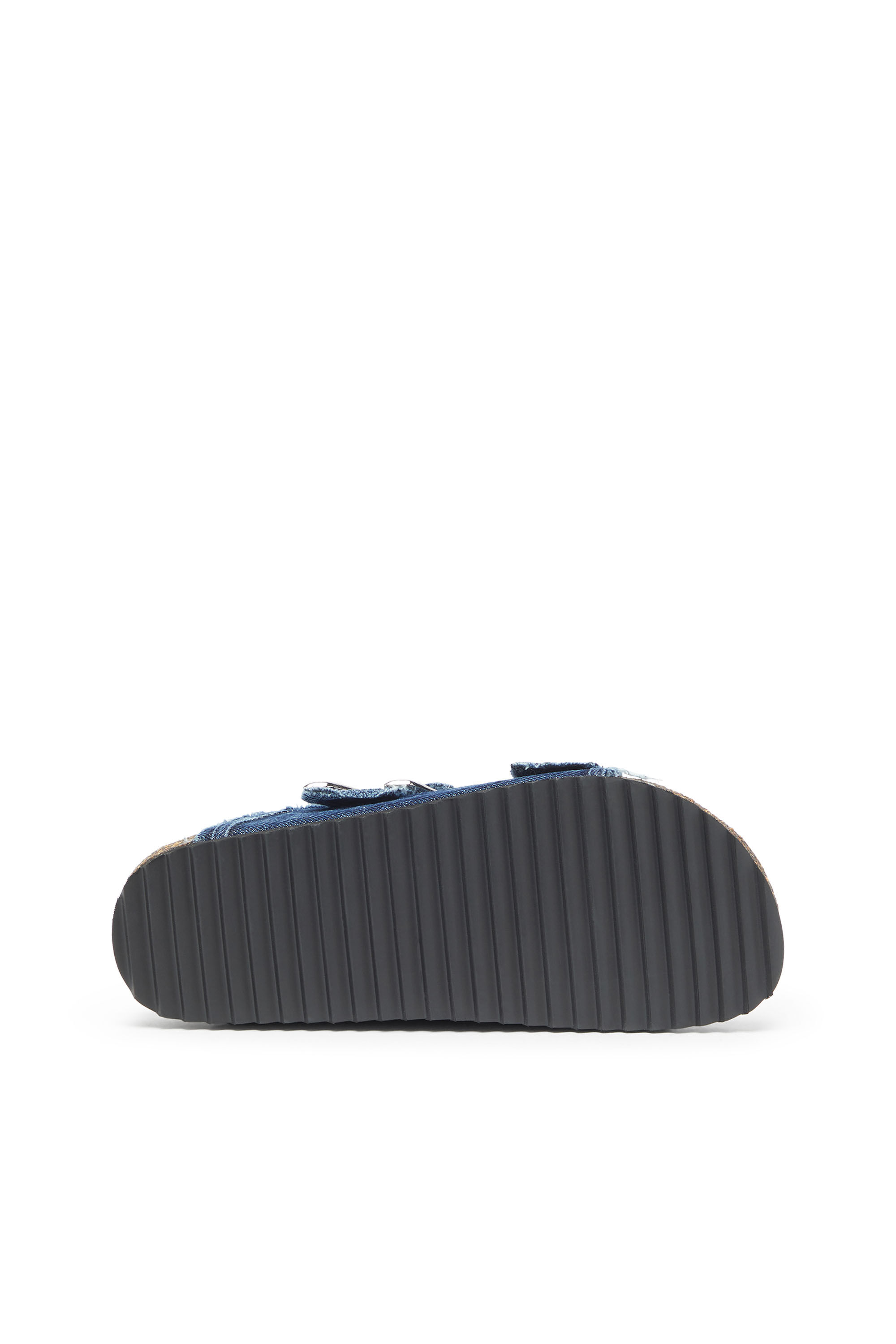 Diesel - D-WOODSTOCK D SANDAL W, D-Woodstock - Ciabatte con fasce in denim a taglio vivo Donna in Blu - 5