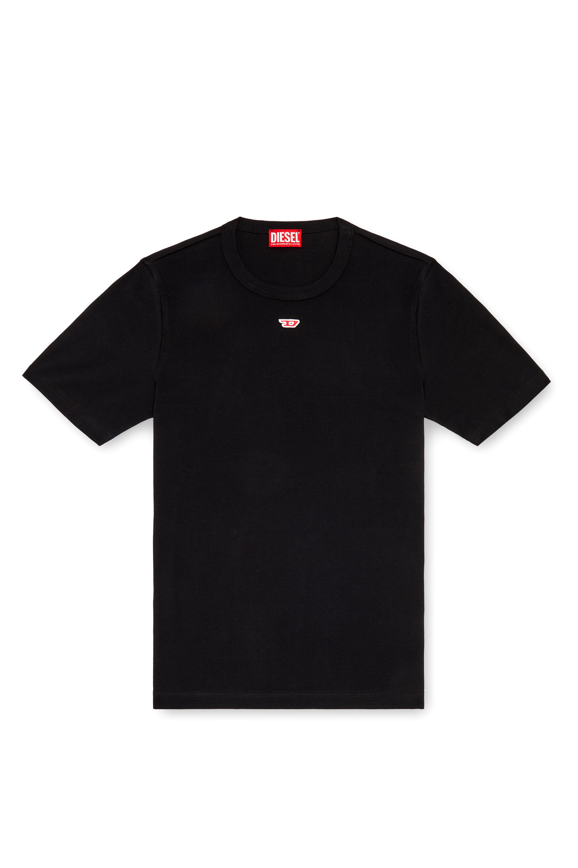 Diesel - D-RIBBER-N, T-shirt con logo D applicato Uomo in Nero - 2