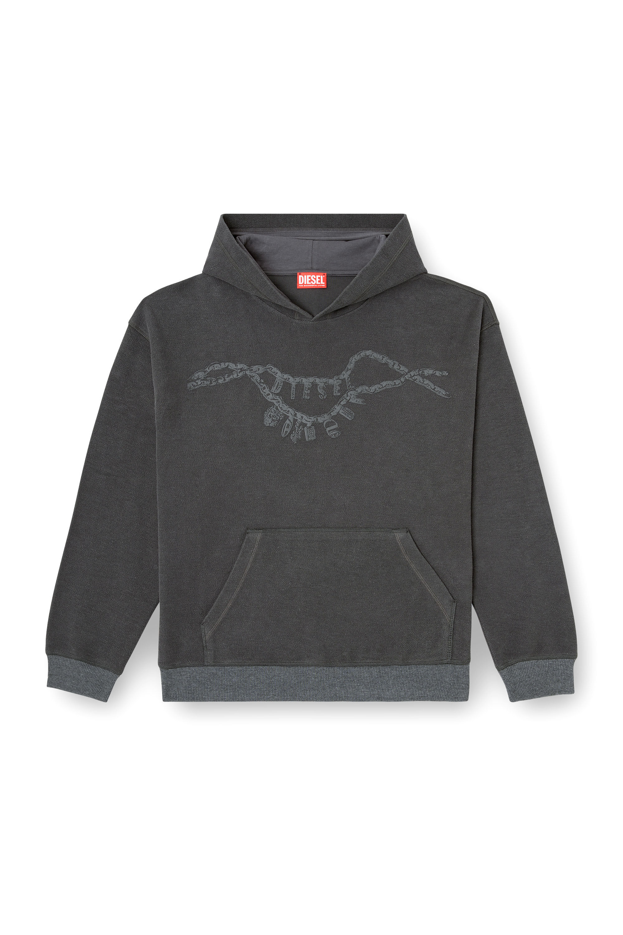 Diesel - S-BOXT-HOOD-HOSHI, Hoodie con stampa collana Unisex in Grigio - 2