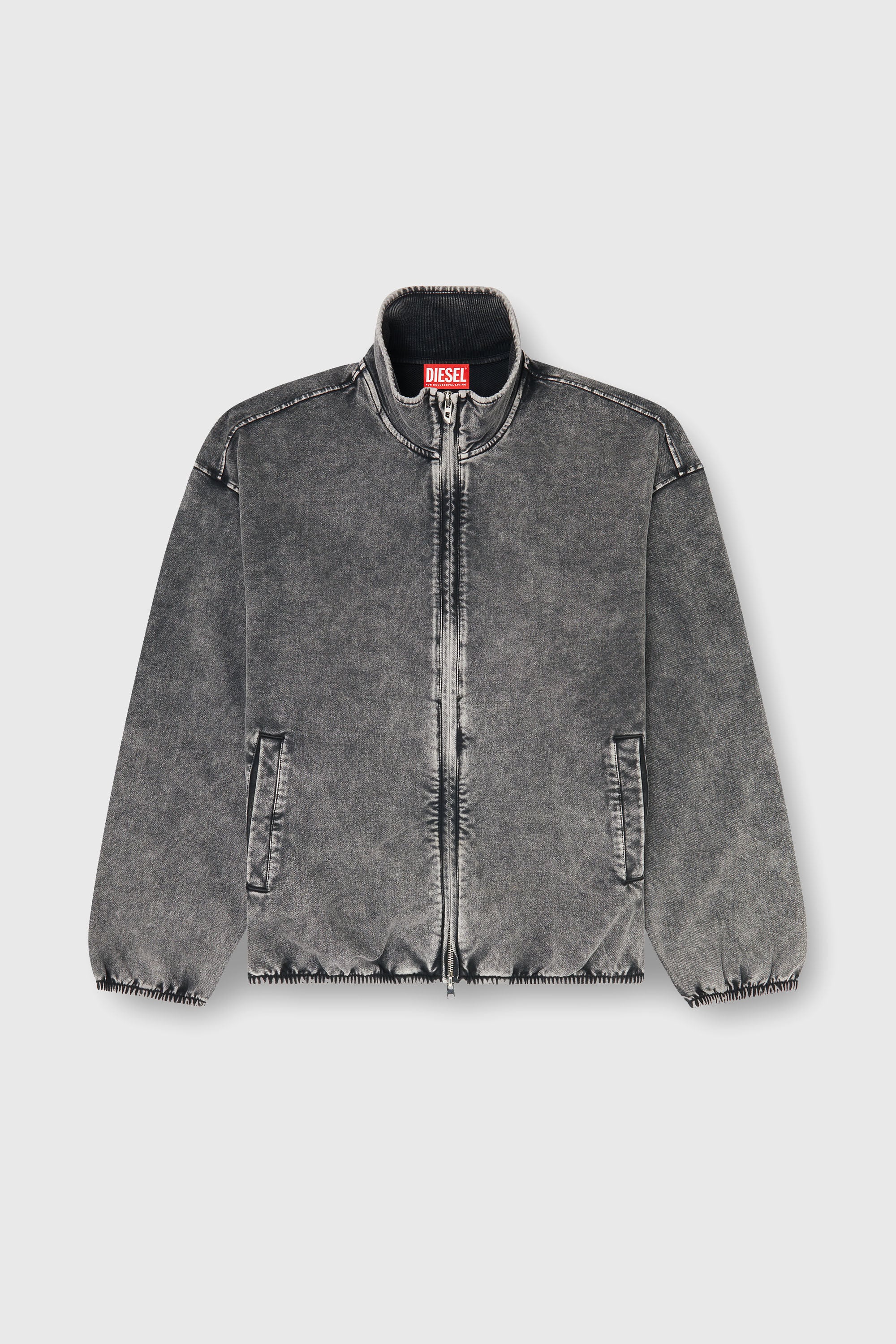 Diesel - S-CORSY, Man's Sweat jacket with denim effect in Grey - 2