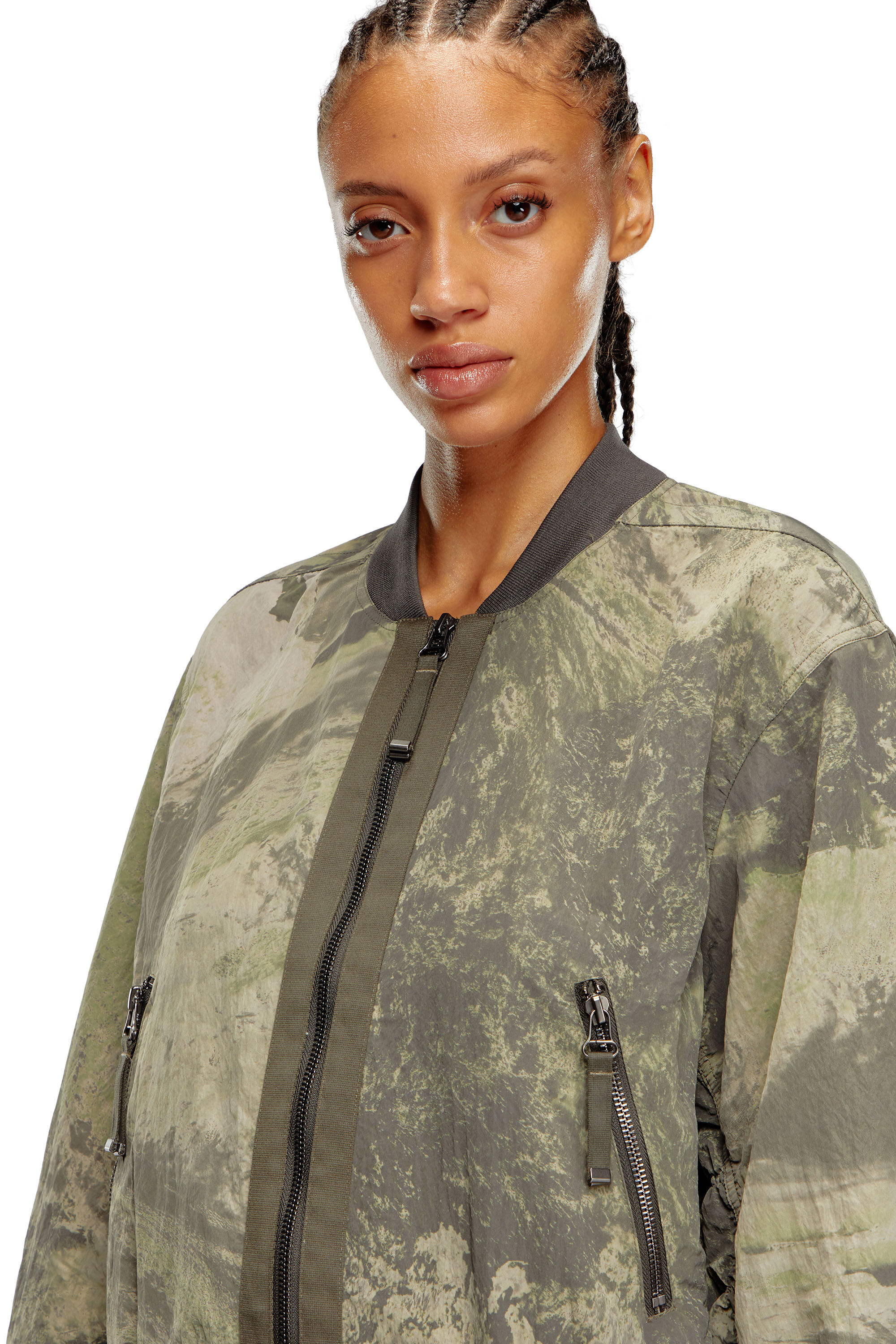 Bomber in nylon leggero Donna Verde Diesel