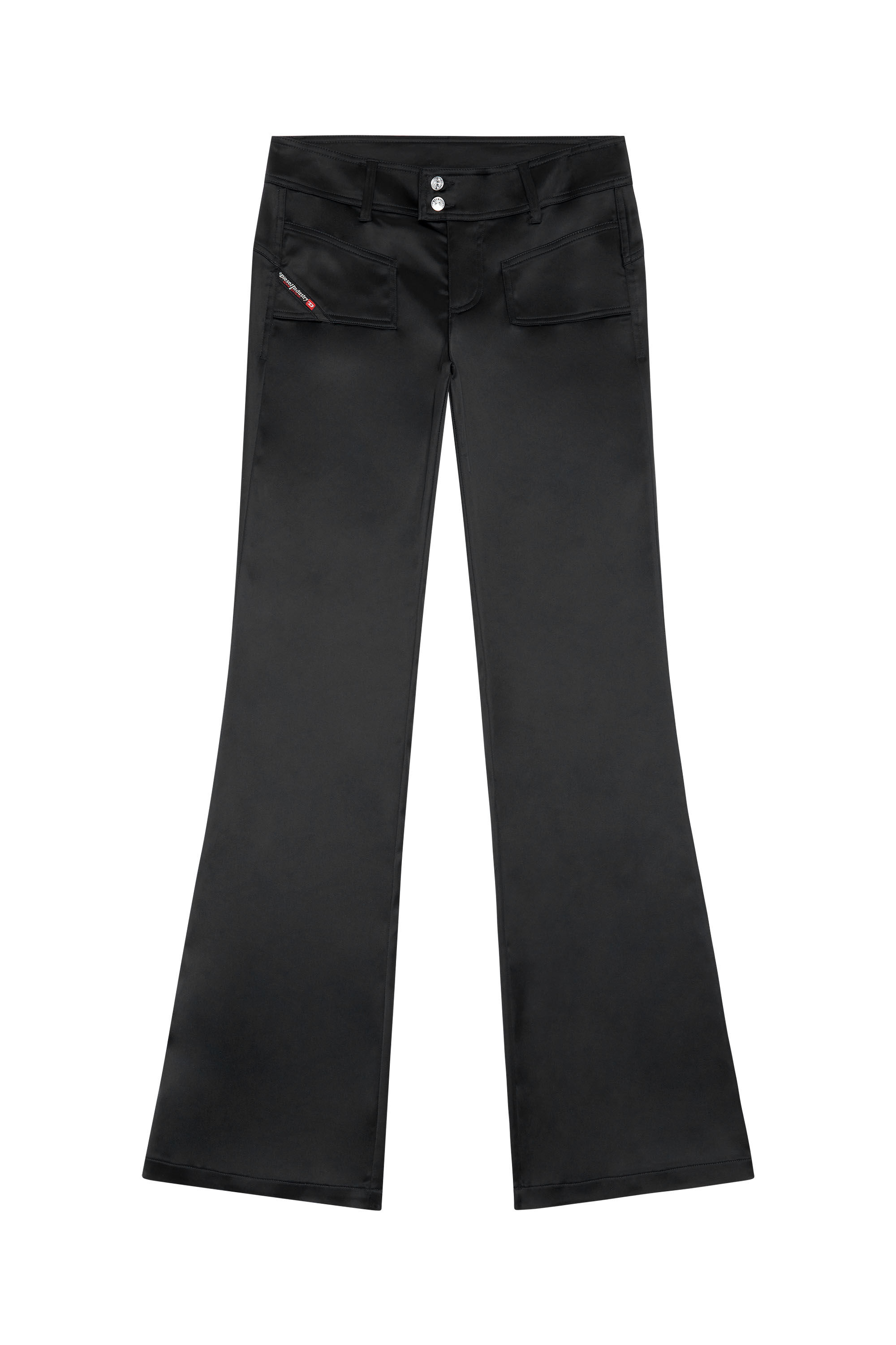 Pantaloni flare in raso stretch lucido Donna Nero Diesel