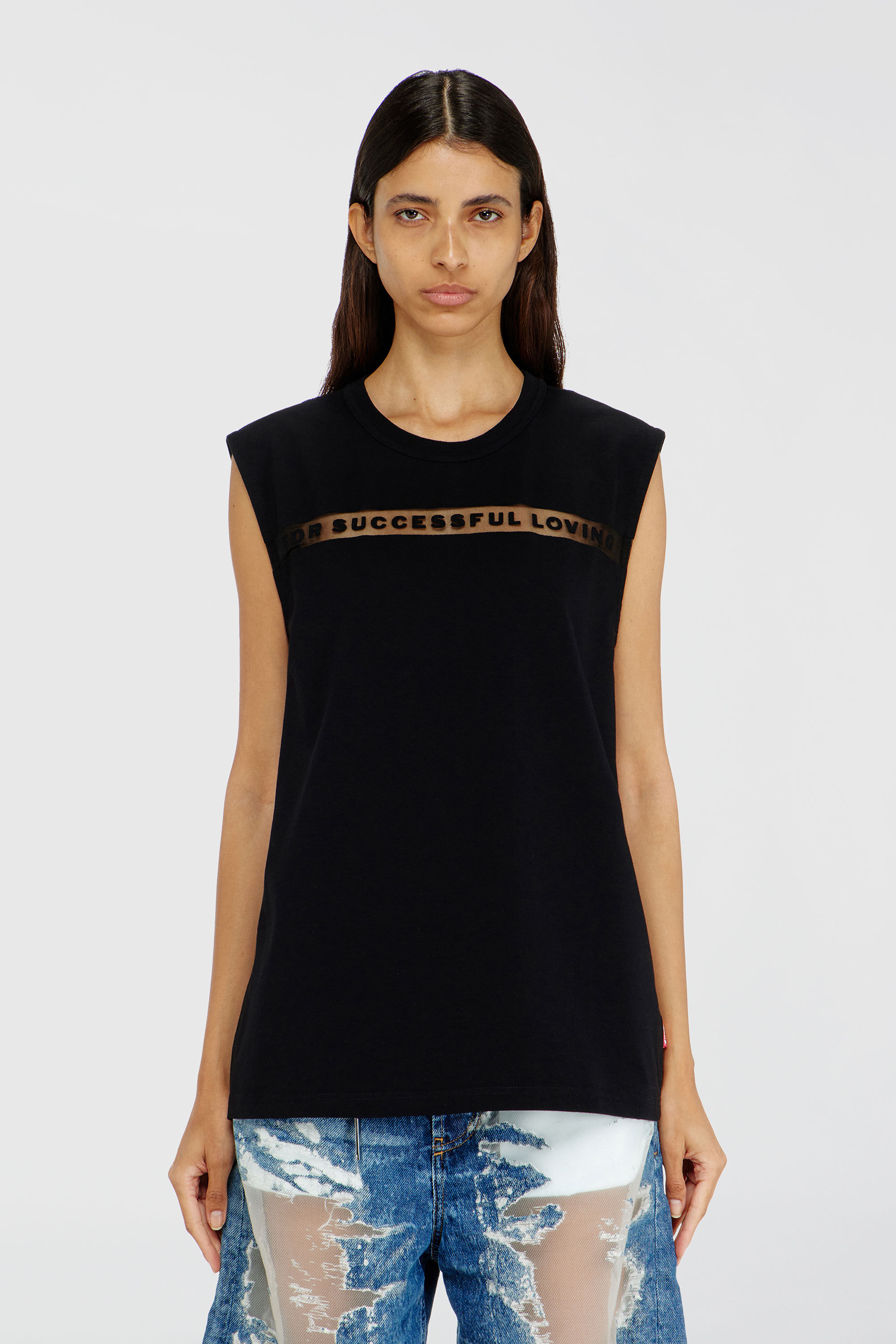 Diesel - PR-T-NORM-BISC-MATI-R, Canotta con logo For Successful Loving Unisex in Nero - 6