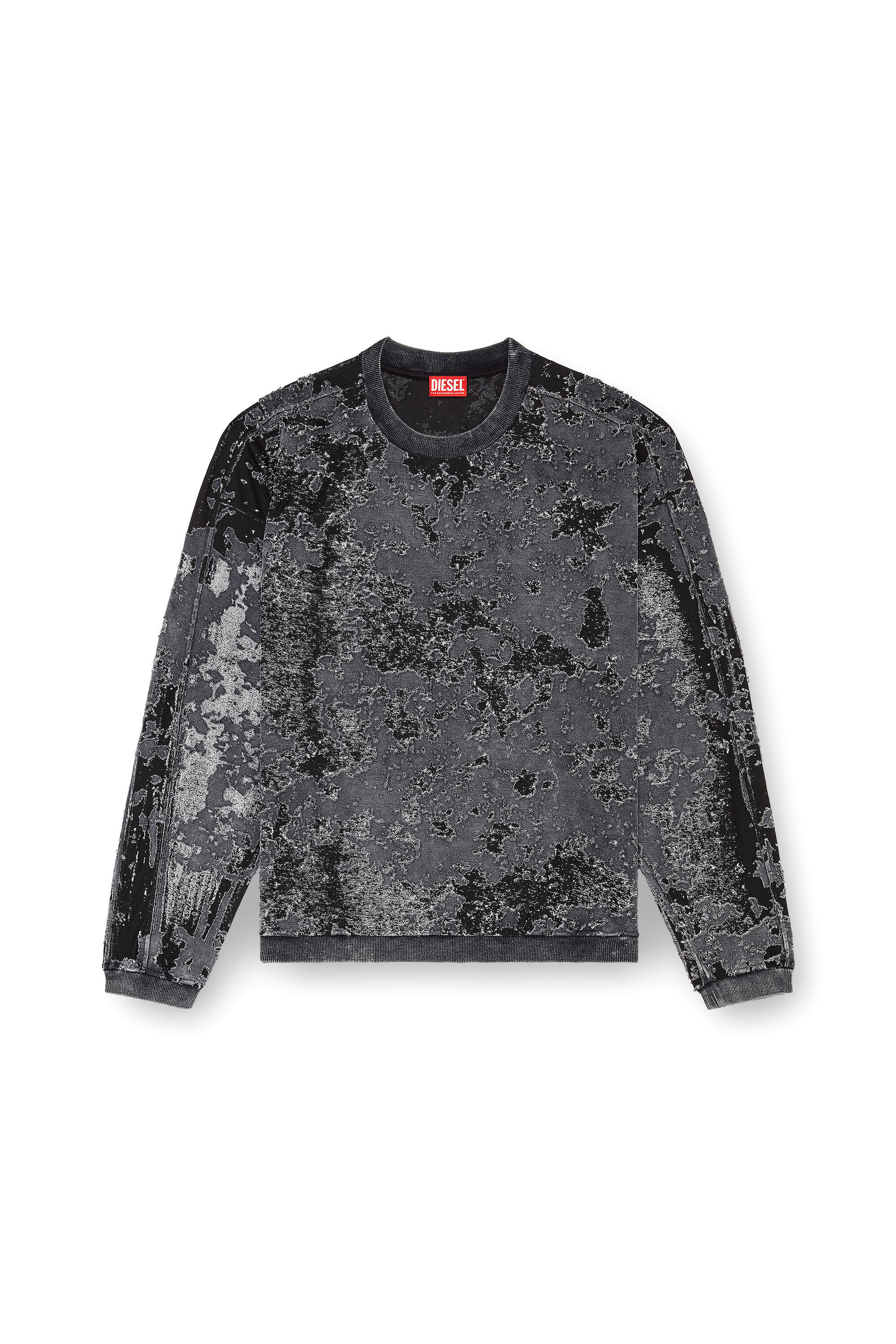 Diesel - S-ARISY, Felpa con burnout camouflage Uomo in Nero - 2