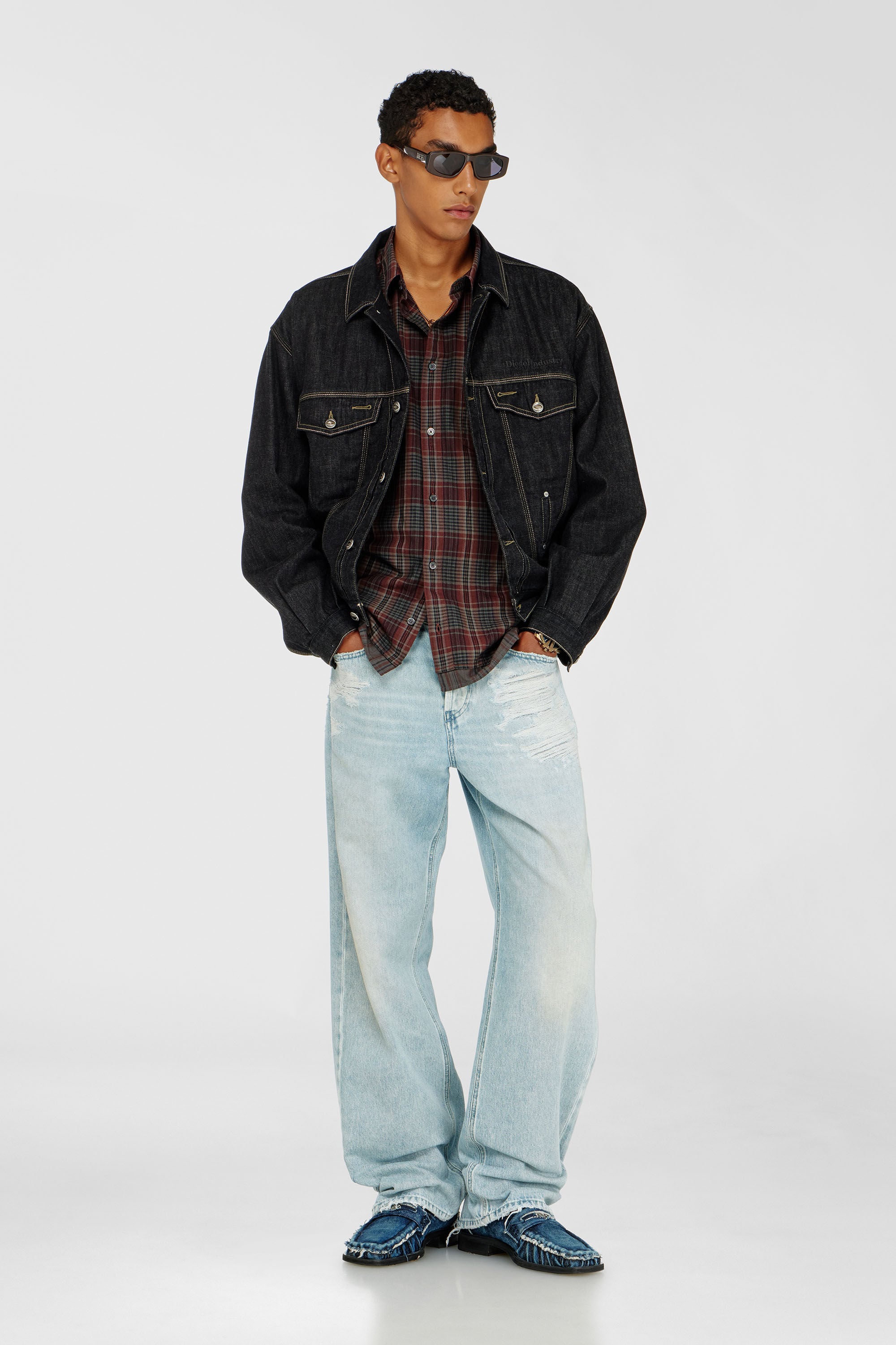 Diesel - S-TEN, Camicia in flanella a quadri metallizzati Uomo in Multicolor - 1