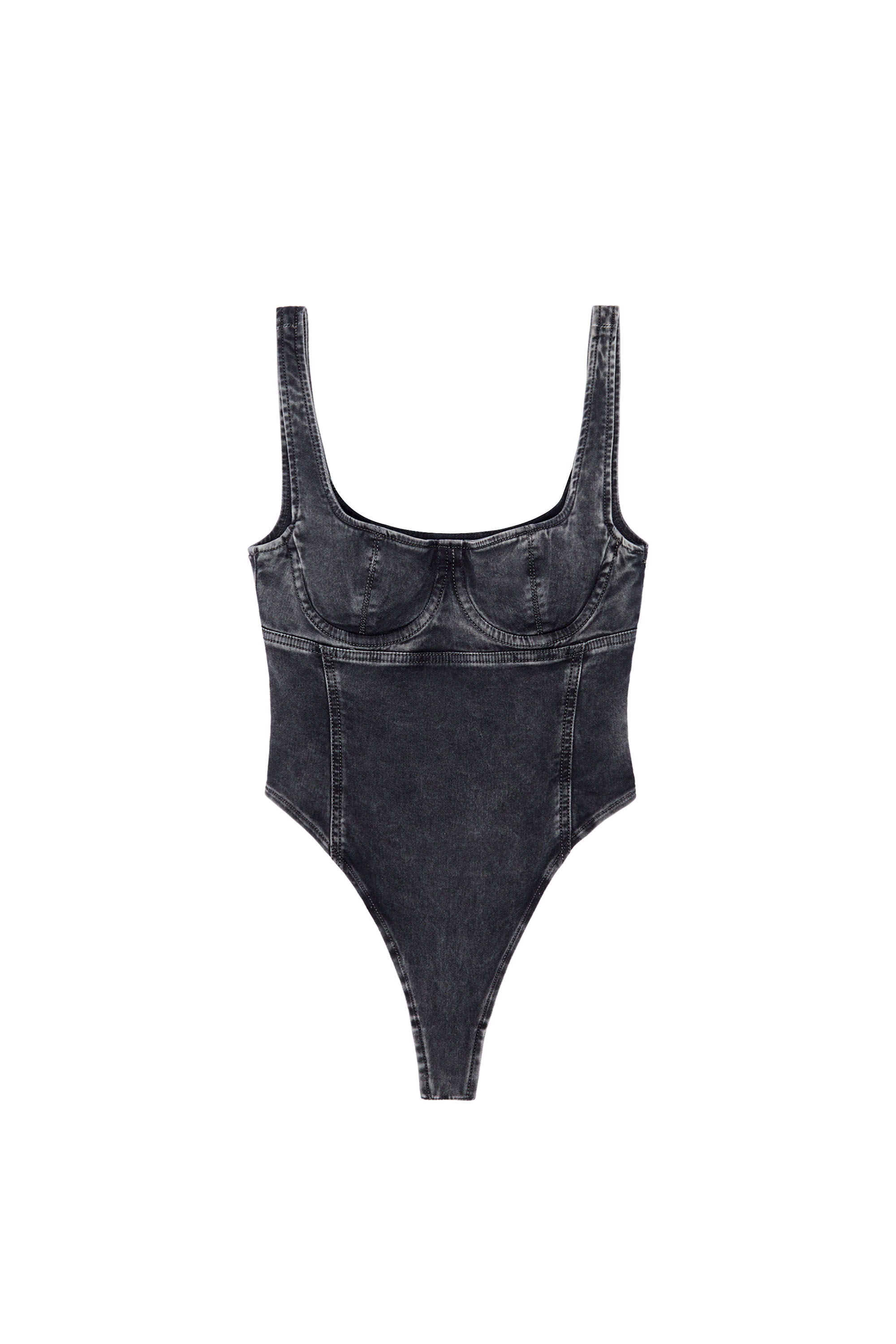 Diesel - D-GELLERT TRACK DENIM BODYSUIT, Nero/Grigio scuro - Image 2