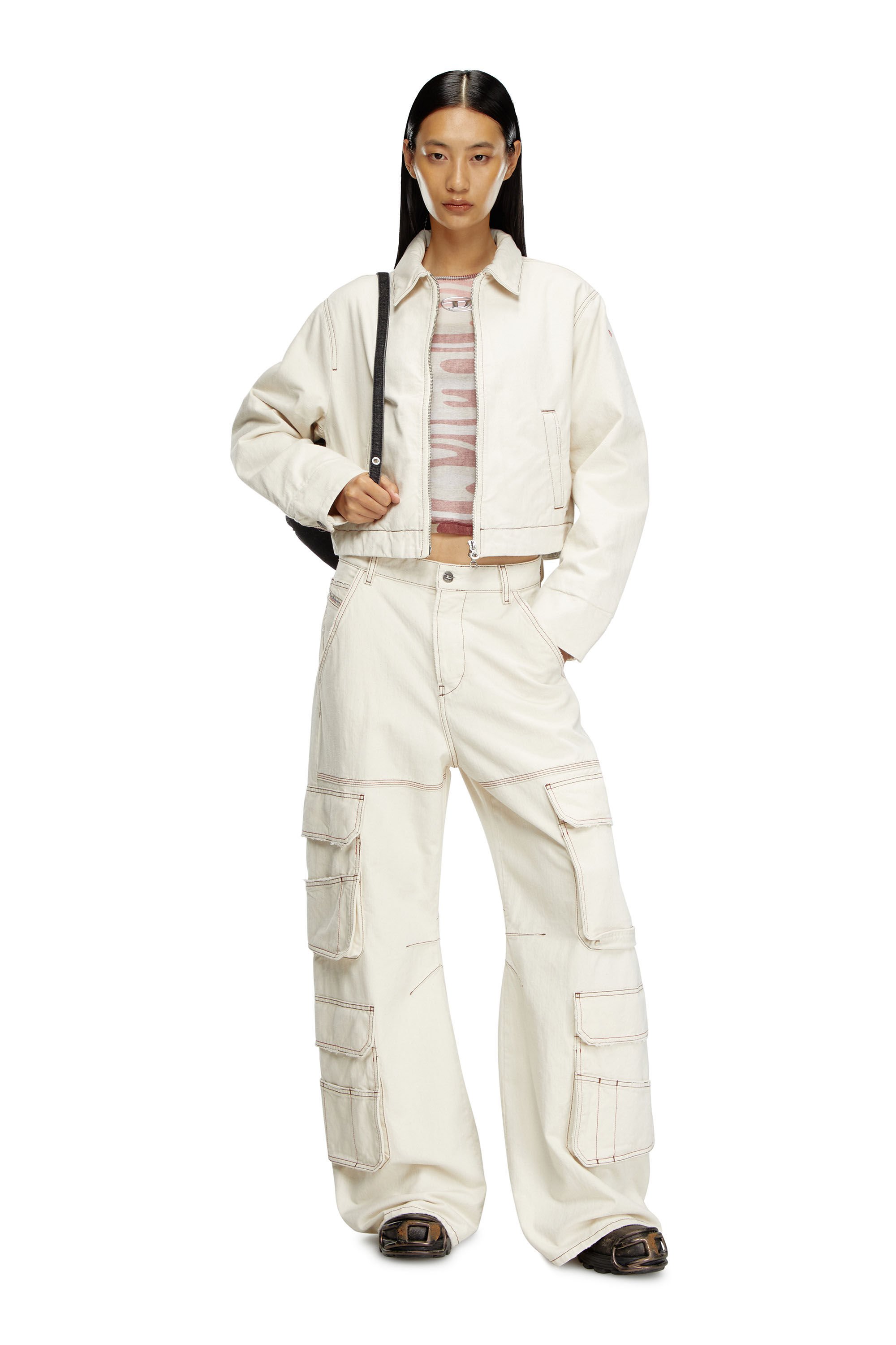 Diesel - DE-NOVA, Giacca imbottita in denim lavaggio clean Donna in Bianco - 1