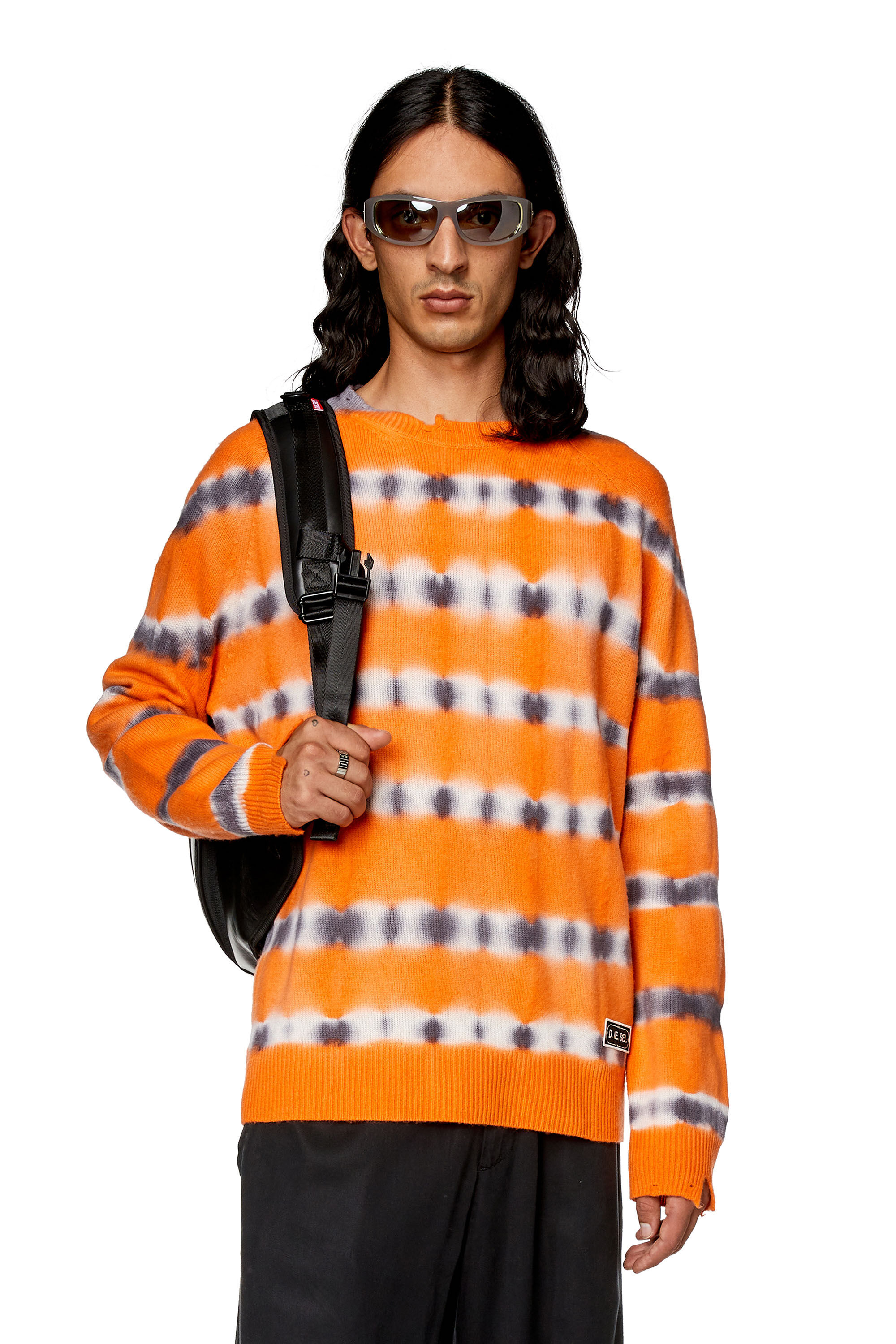 Diesel - K-RO, Maglia in jersey di lana tie-dye Uomo in Arancione - 3